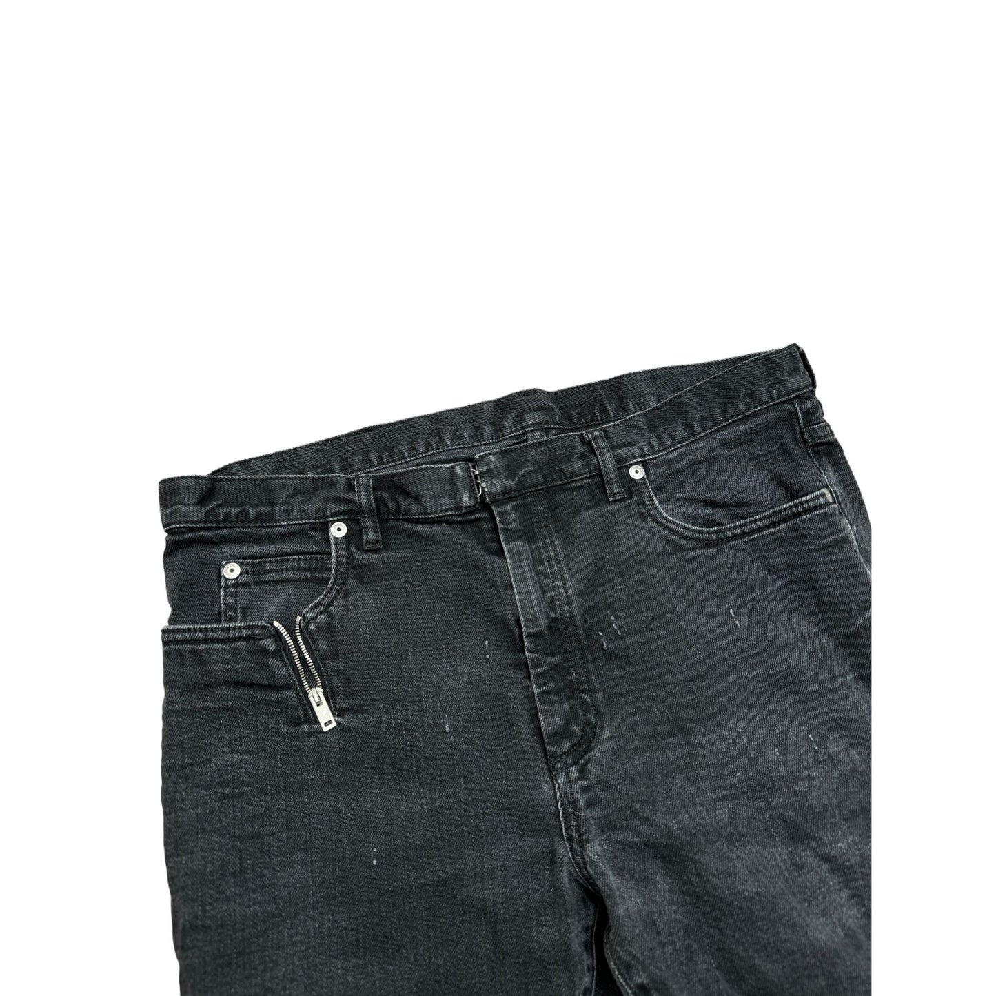 4 Stitches Zipped Black Cotton Jeans