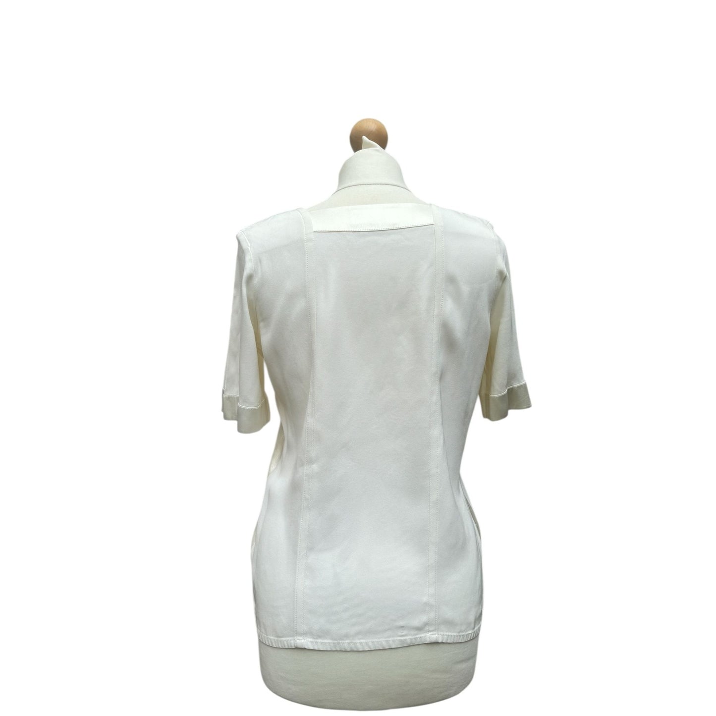 1990s Ivory Silk Square-Neck Blouse