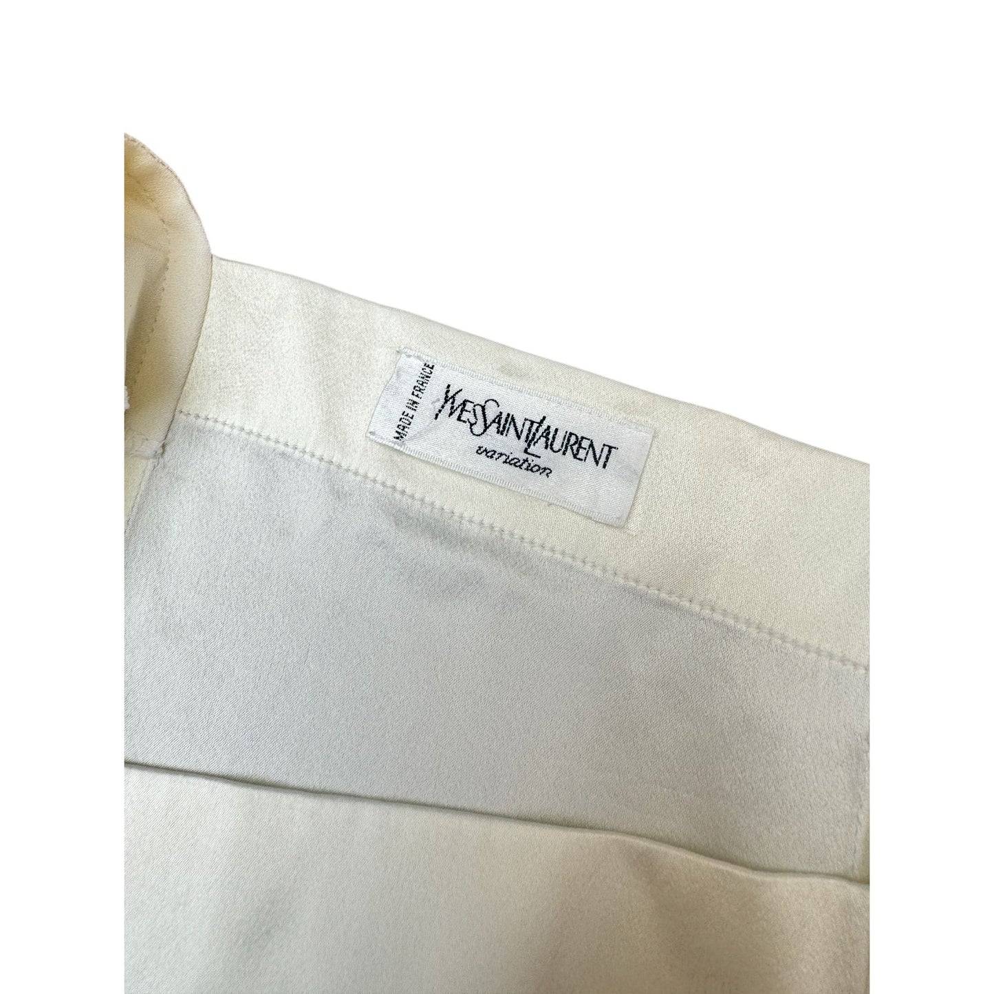 1990s Ivory Silk Square-Neck Blouse