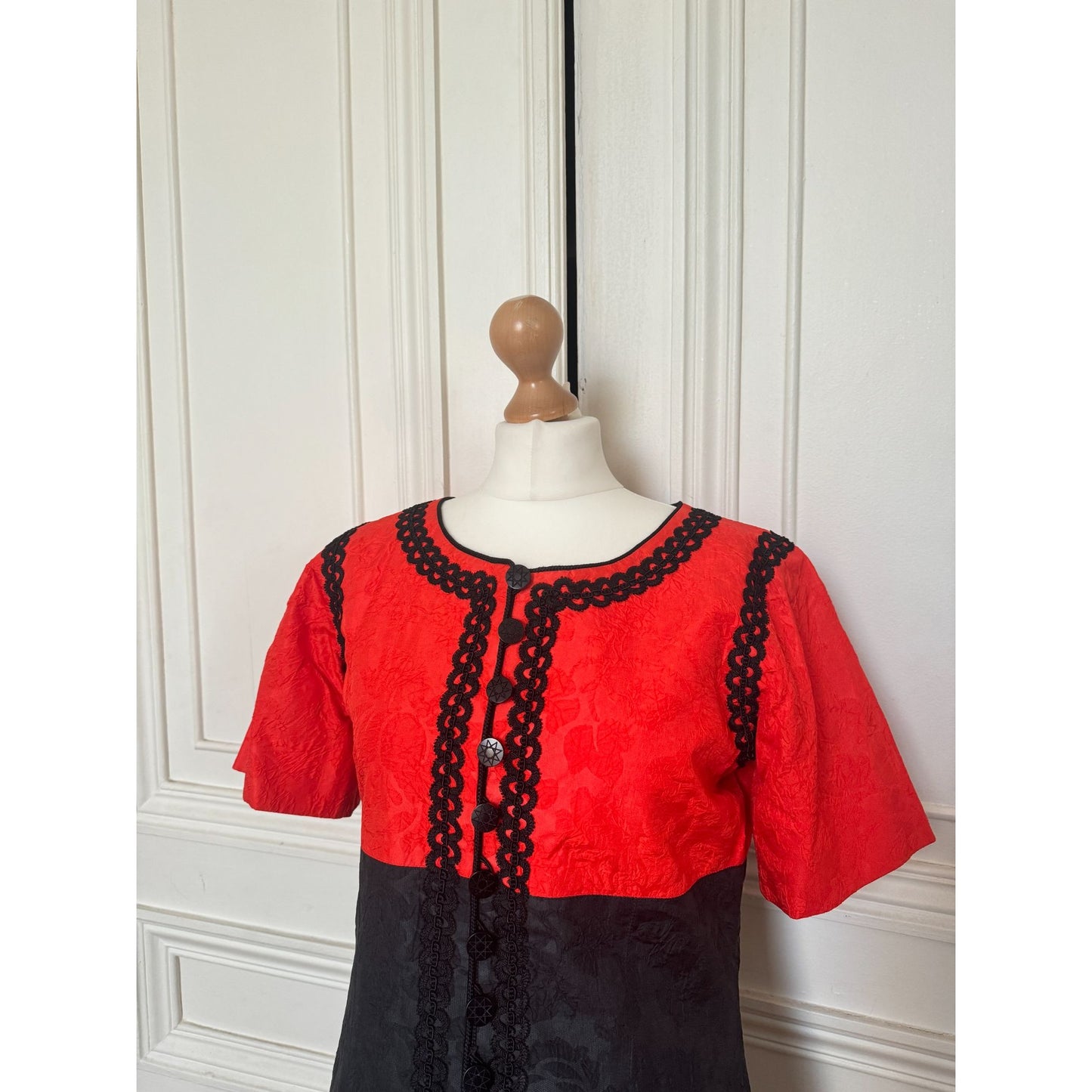 1995 Red Black Silk Dress