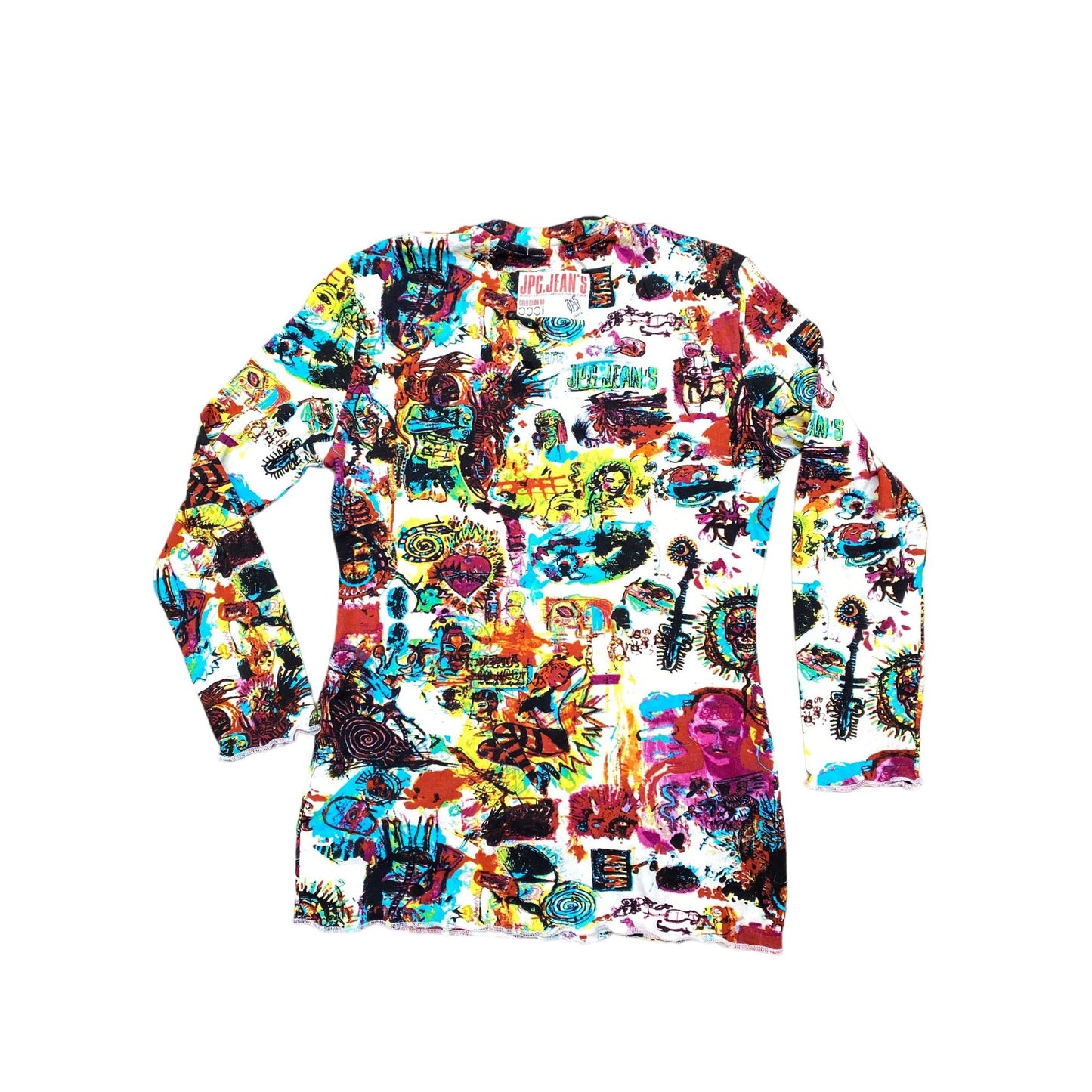 Vintage Basquiat Print Mesh Longsleeves