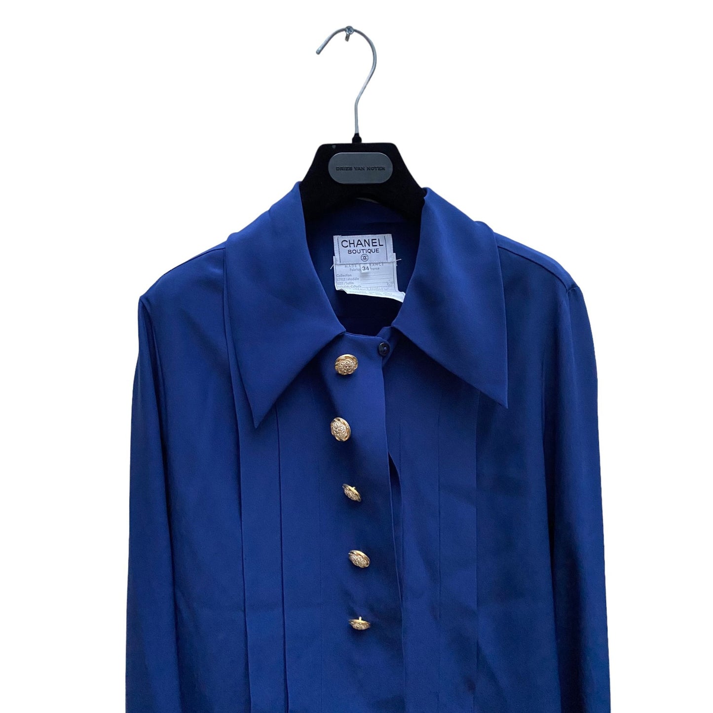Vintage Navy Silk Shirt Superb Buttons