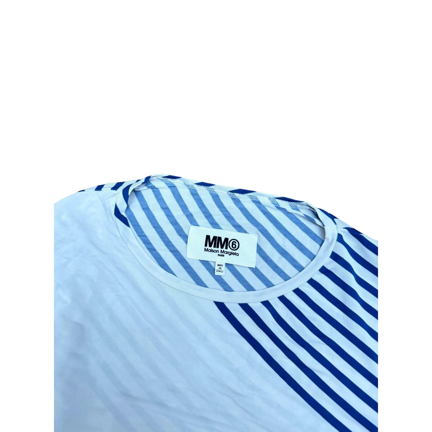 MM6 Navy White Striped Top