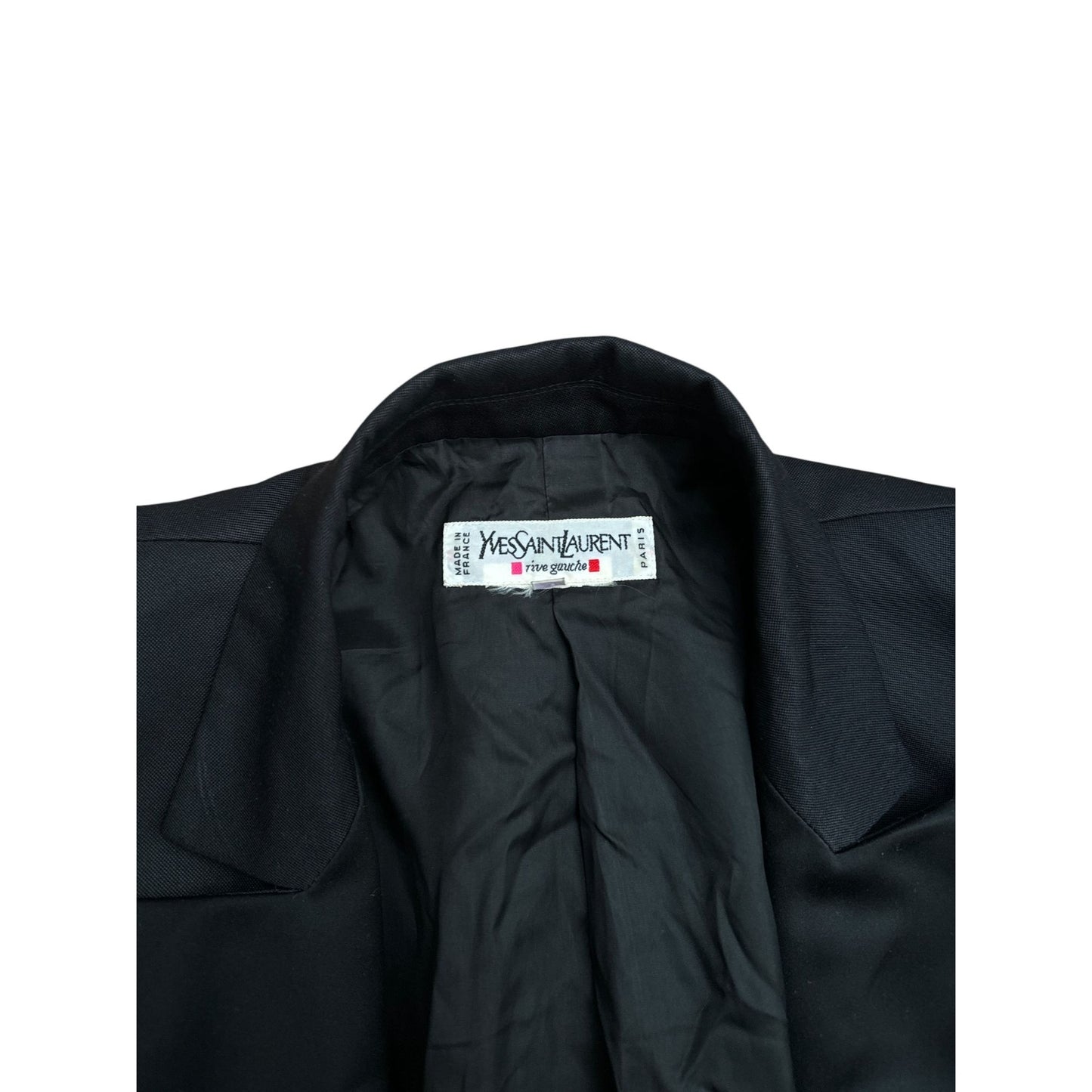 1990s Black Cotton Jacket with Satin Lapels