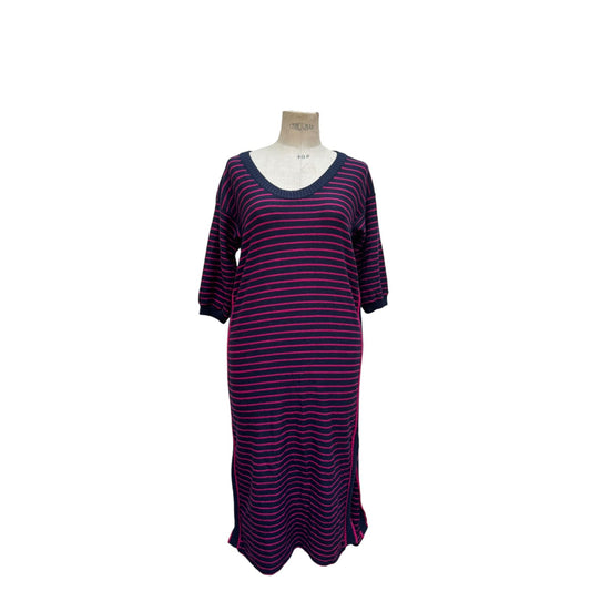 Navy Red Wool Striped Dress