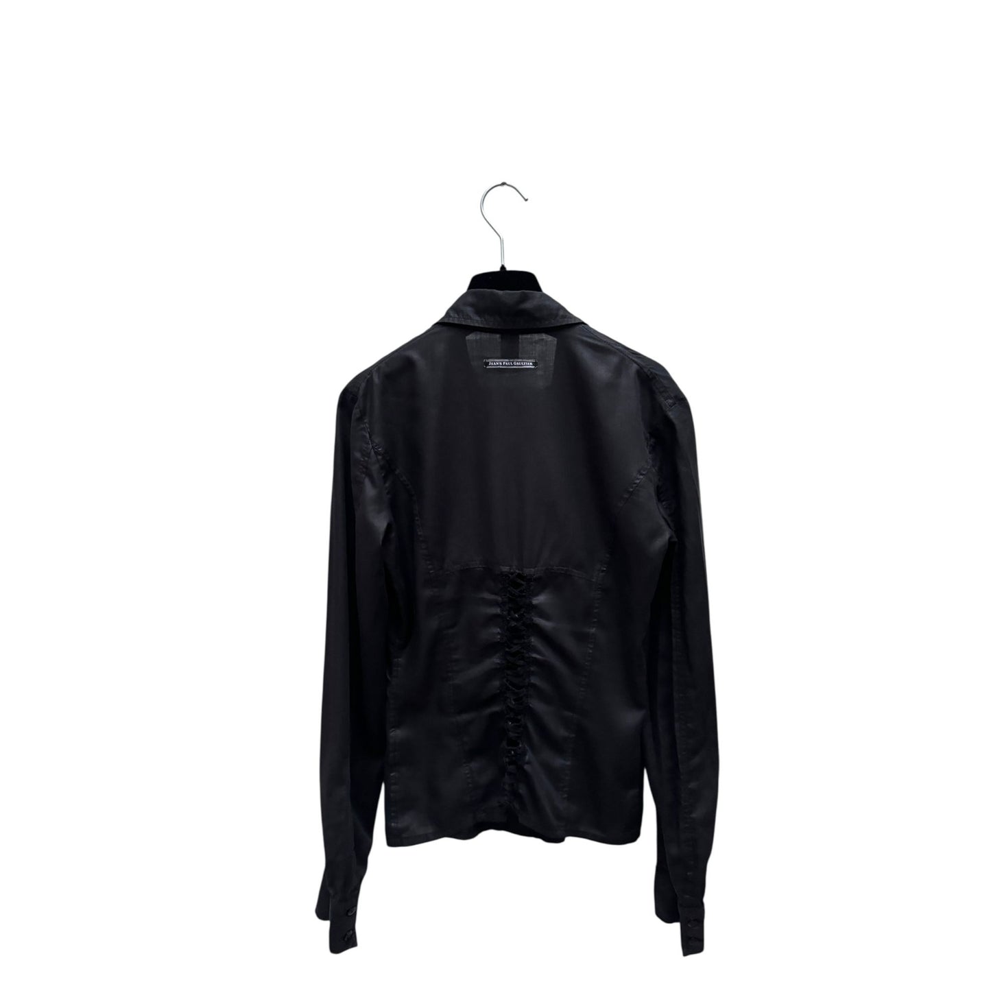Black Coated Corset Shirt