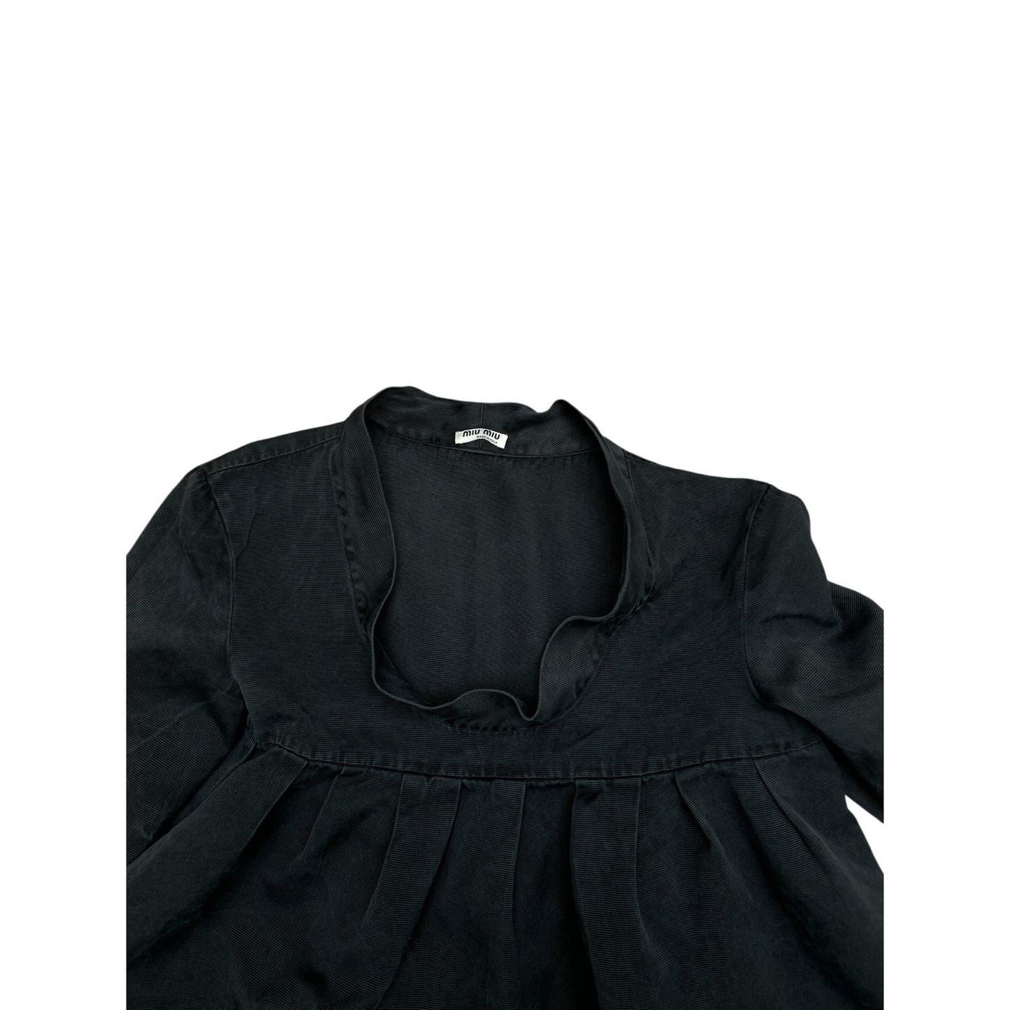 Black Silk Pleated Babydoll Top