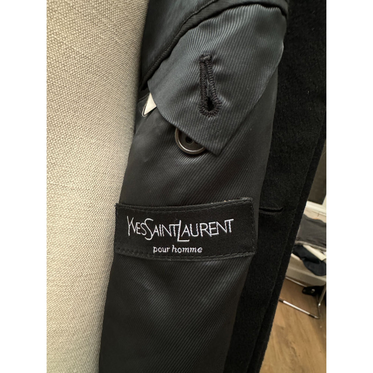 Black Wool Angora Belted Overcoat