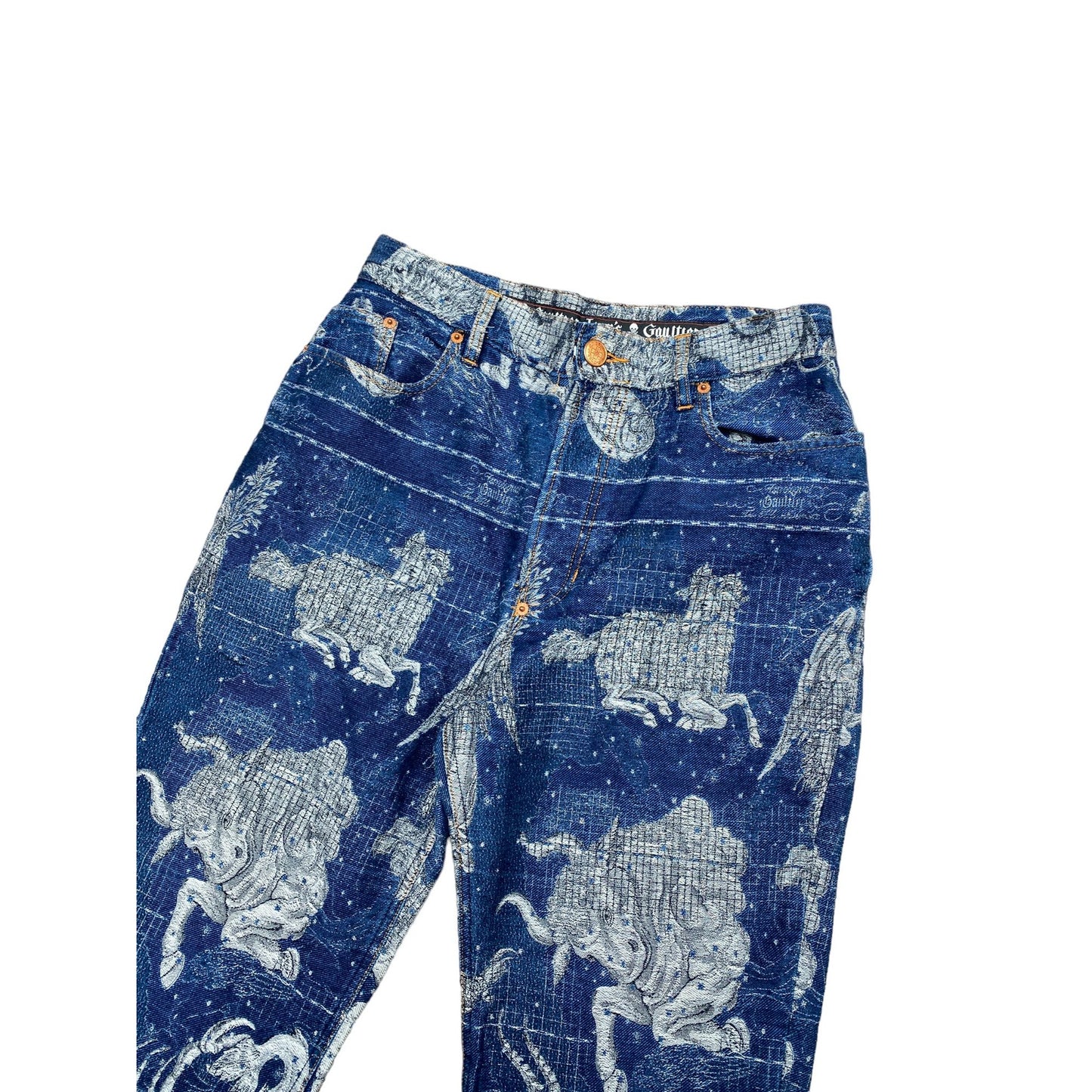 FW 1994 Le Grand Voyage Vintage Blue denim jeans Pegasus Print all over
