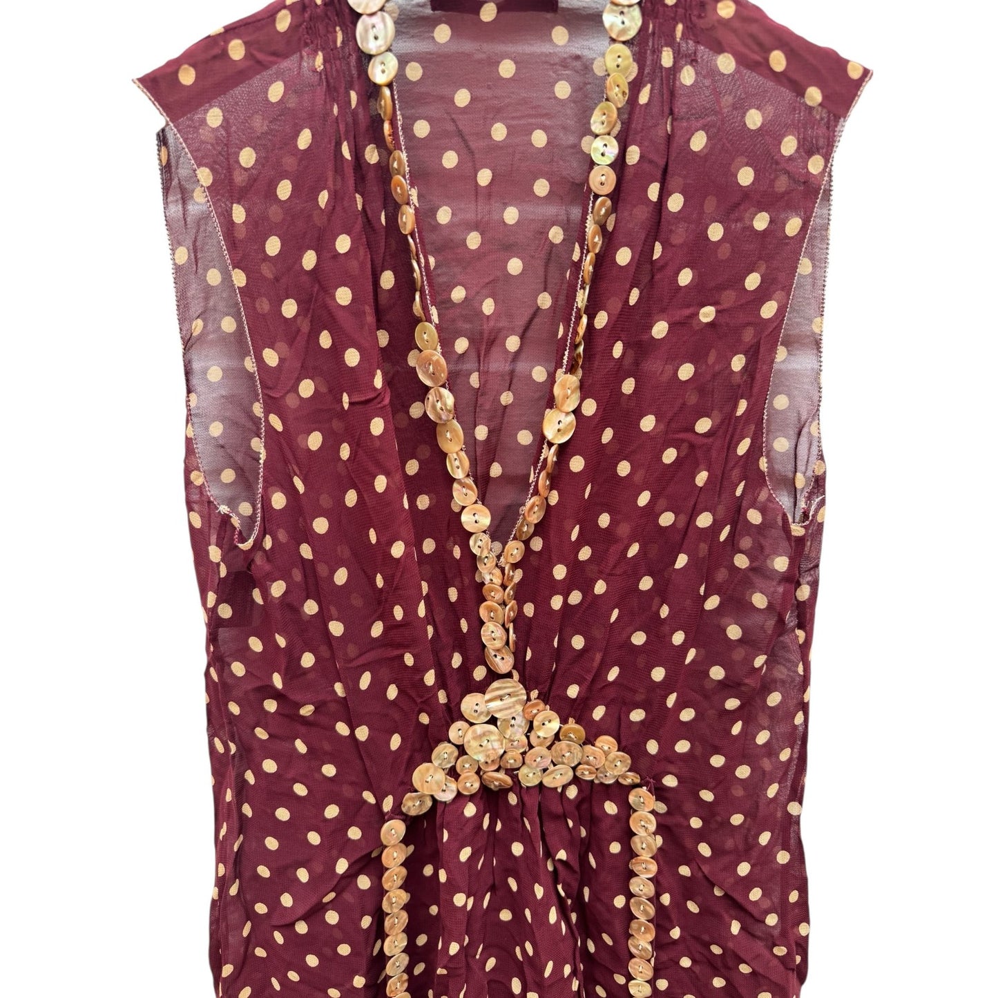 SS 2003 Burgundy Polka Dot Three-Piece Set with Button Detailing