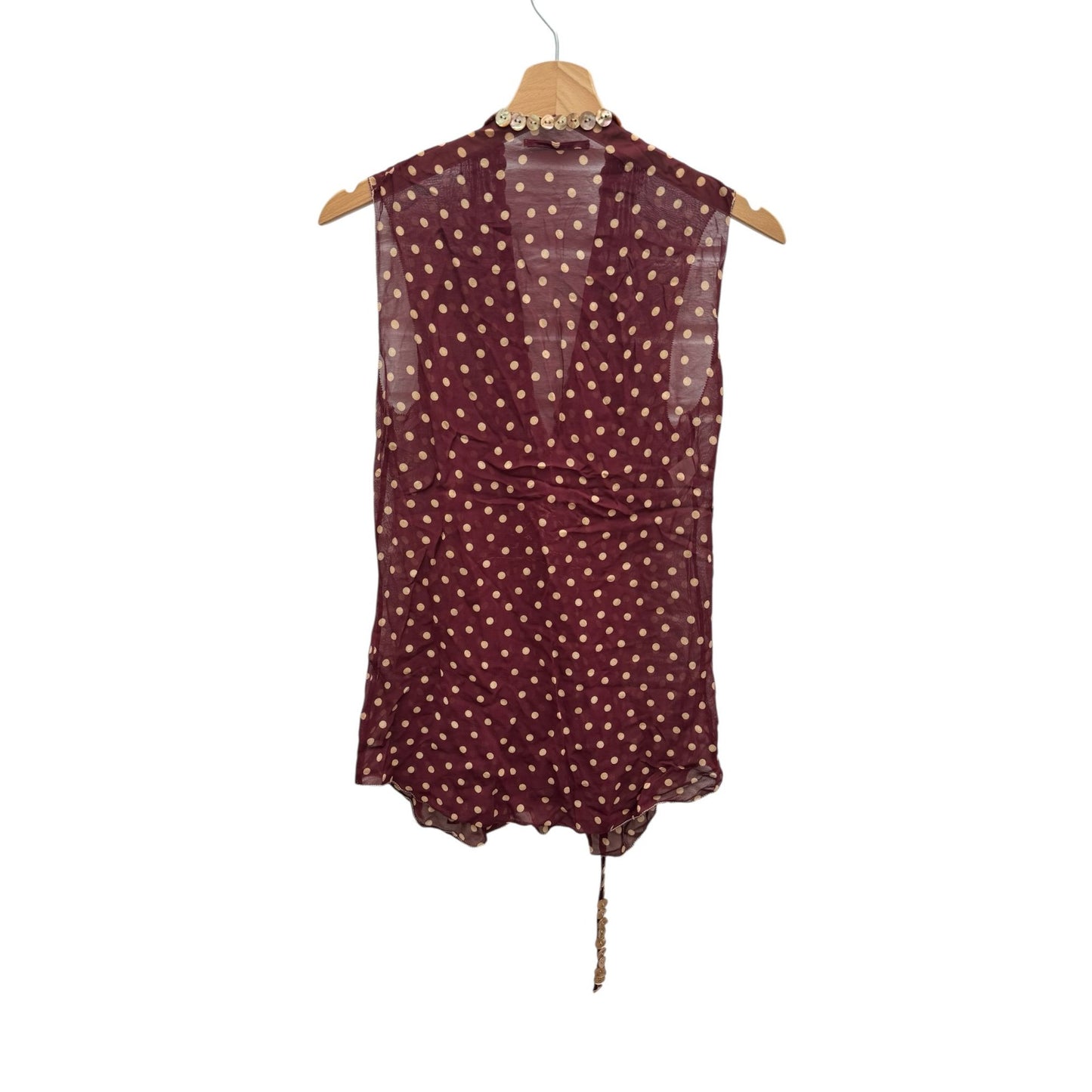 SS 2003 Burgundy Polka Dot Three-Piece Set with Button Detailing