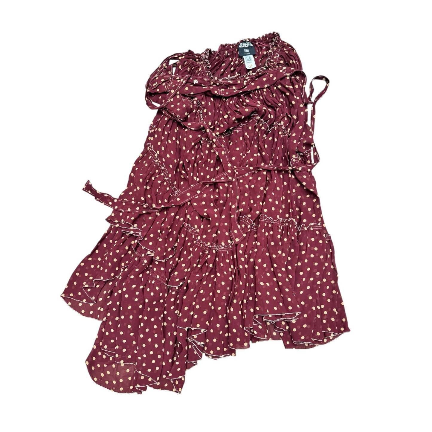 SS 2003 Burgundy Polka Dot Three-Piece Set with Button Detailing