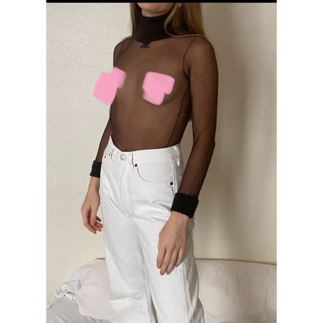 Vintage 1970s Brown Sheer Rollneck