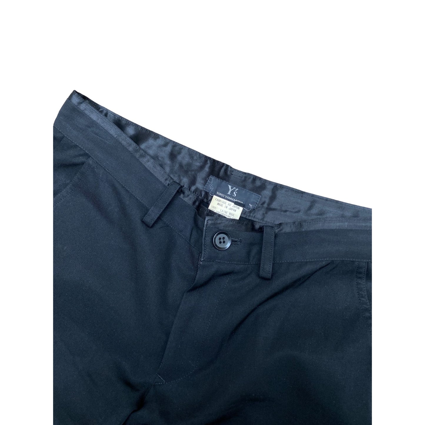 Black Wool Elegant 3/4 Pants Straight Fit