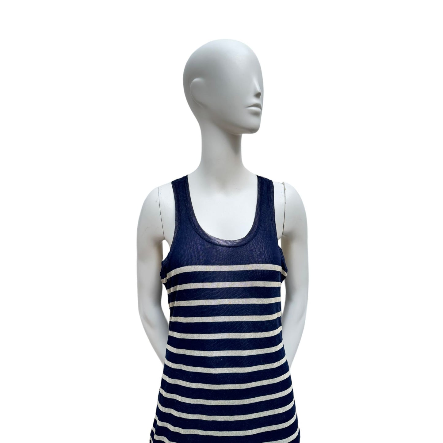 Navy Striped Maxi Mesh Dress