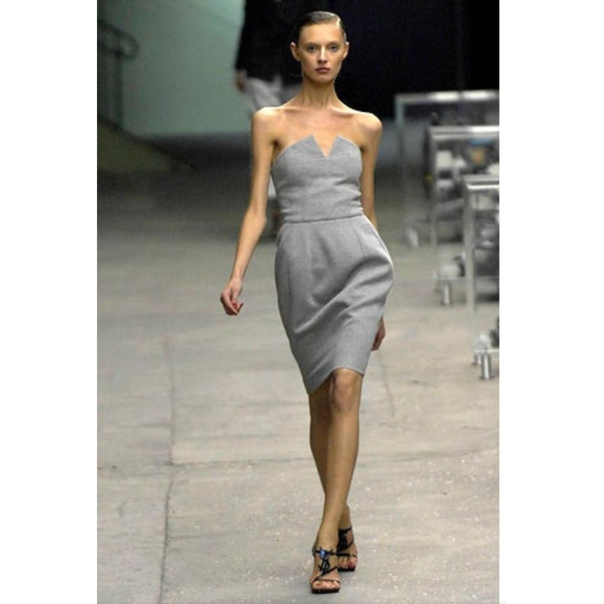 Grey Wool-Silk Bustier Top