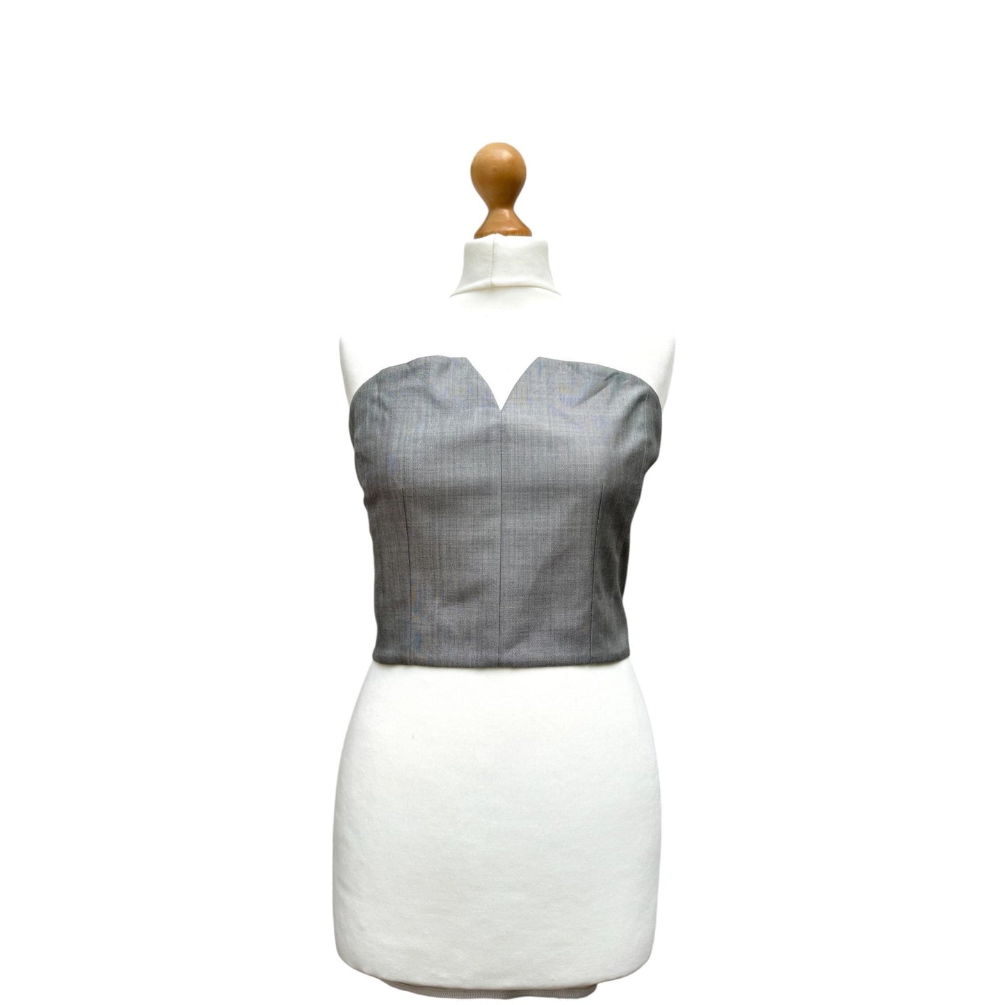 Grey Wool-Silk Bustier Top