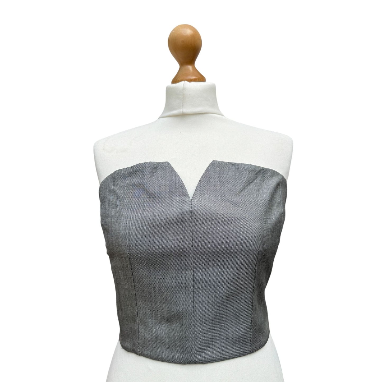 Grey Wool-Silk Bustier Top