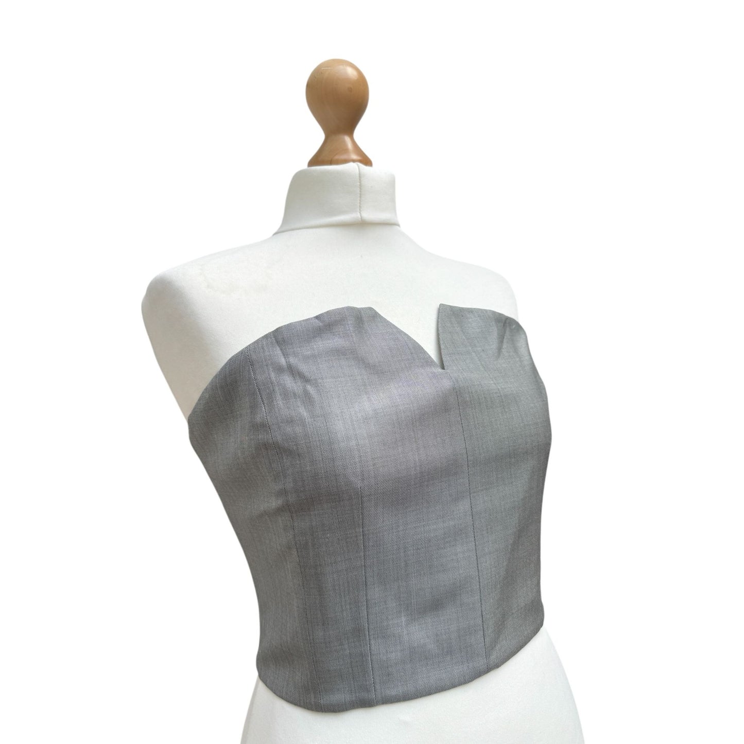Grey Wool-Silk Bustier Top