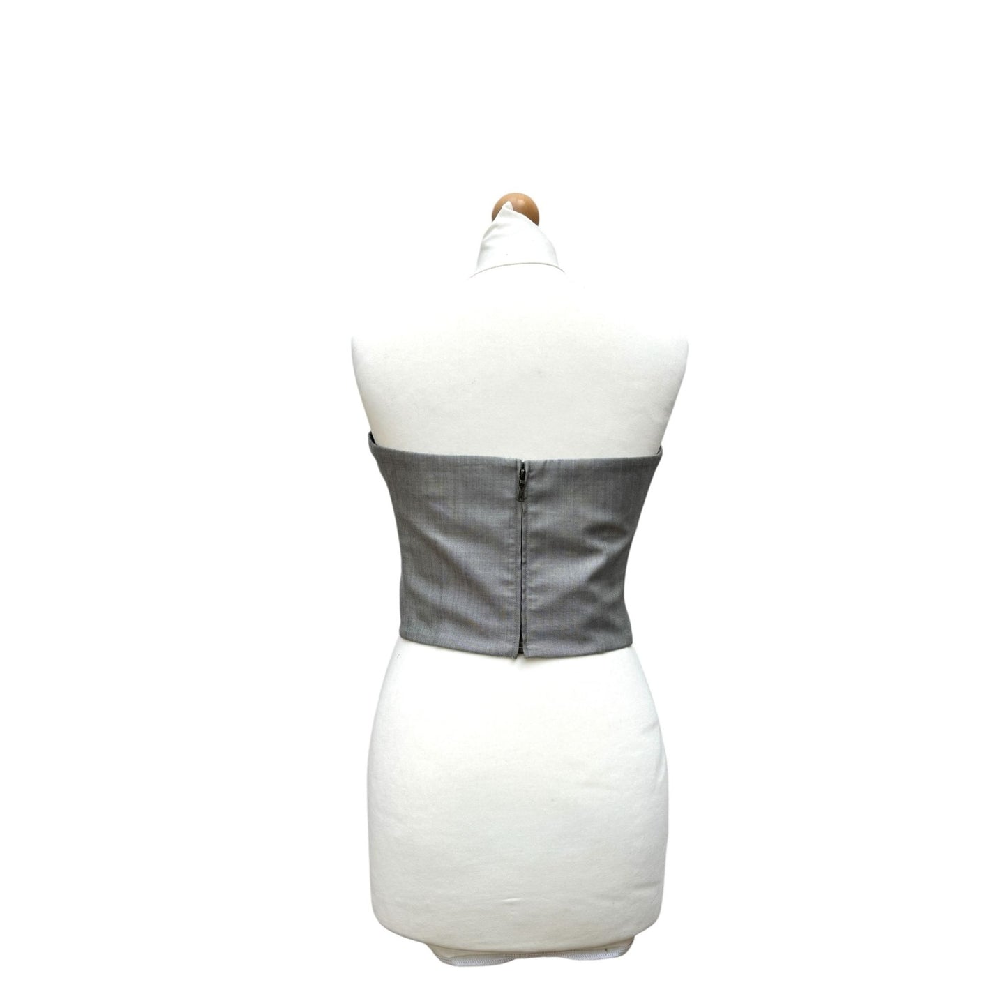 Grey Wool-Silk Bustier Top