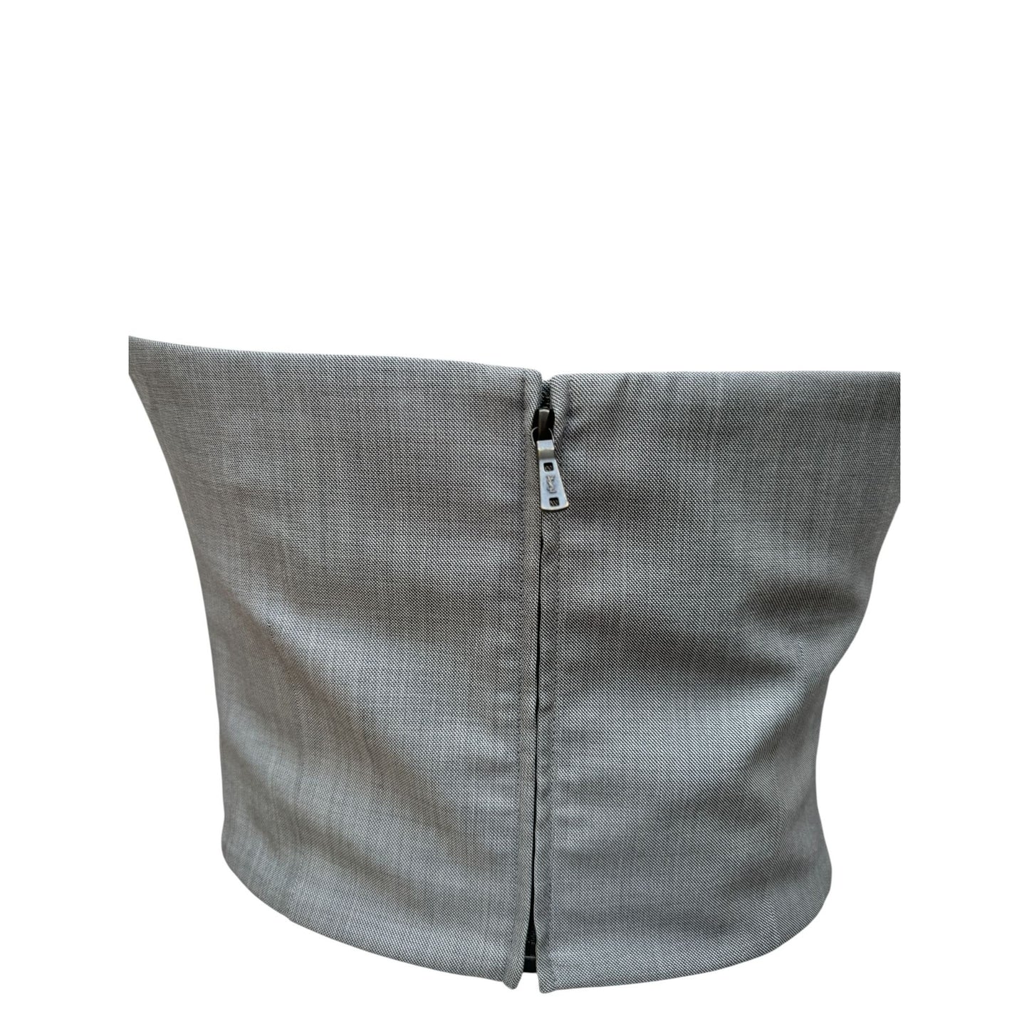 Grey Wool-Silk Bustier Top
