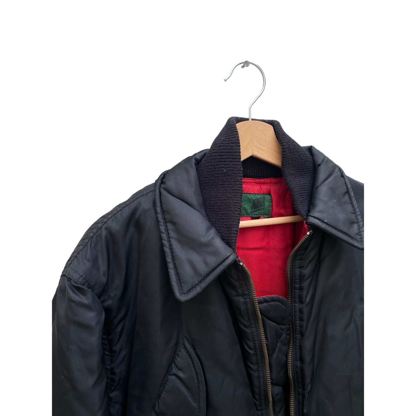 Vintage Black Bomber Jacket Coat