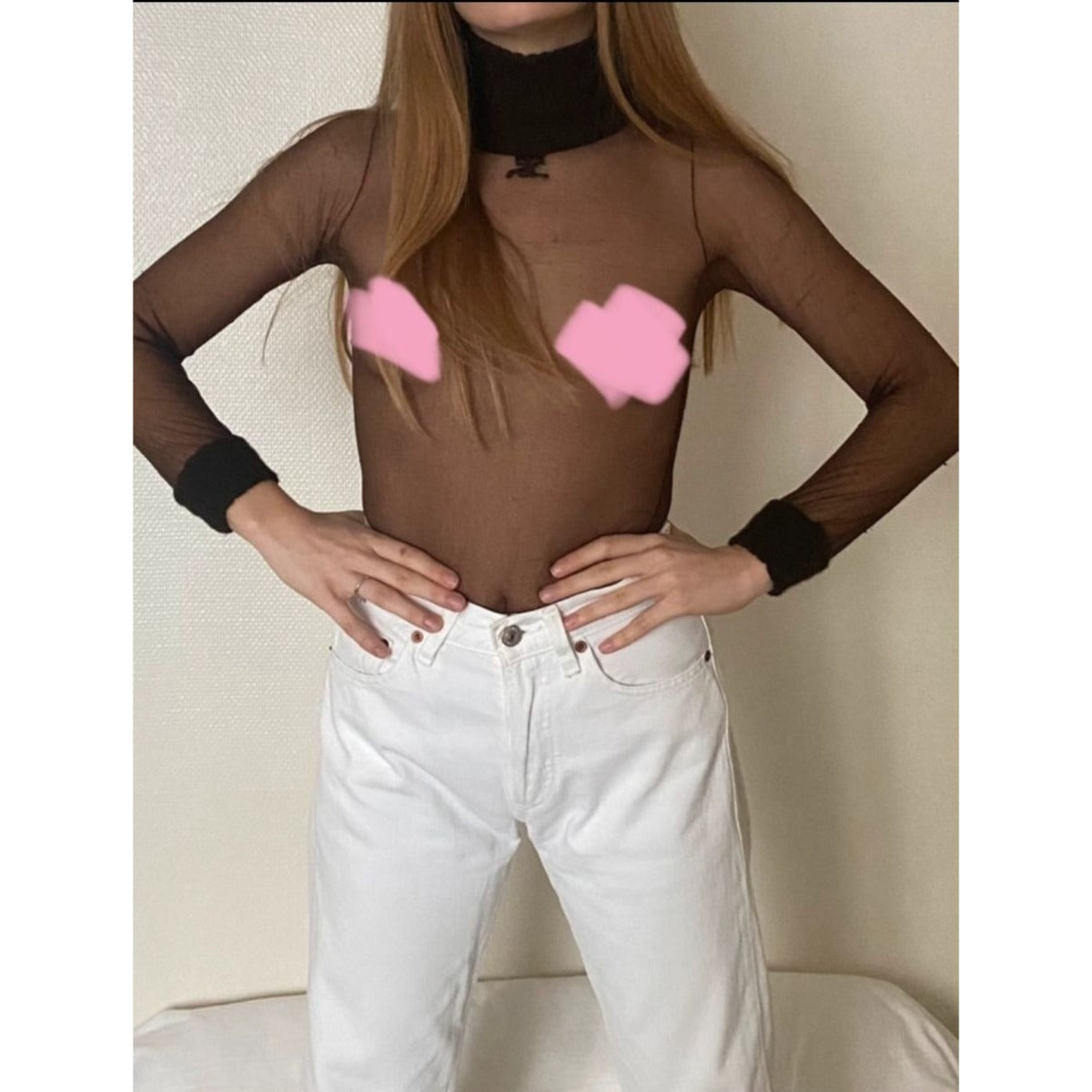 Vintage 1970s Brown Sheer Rollneck