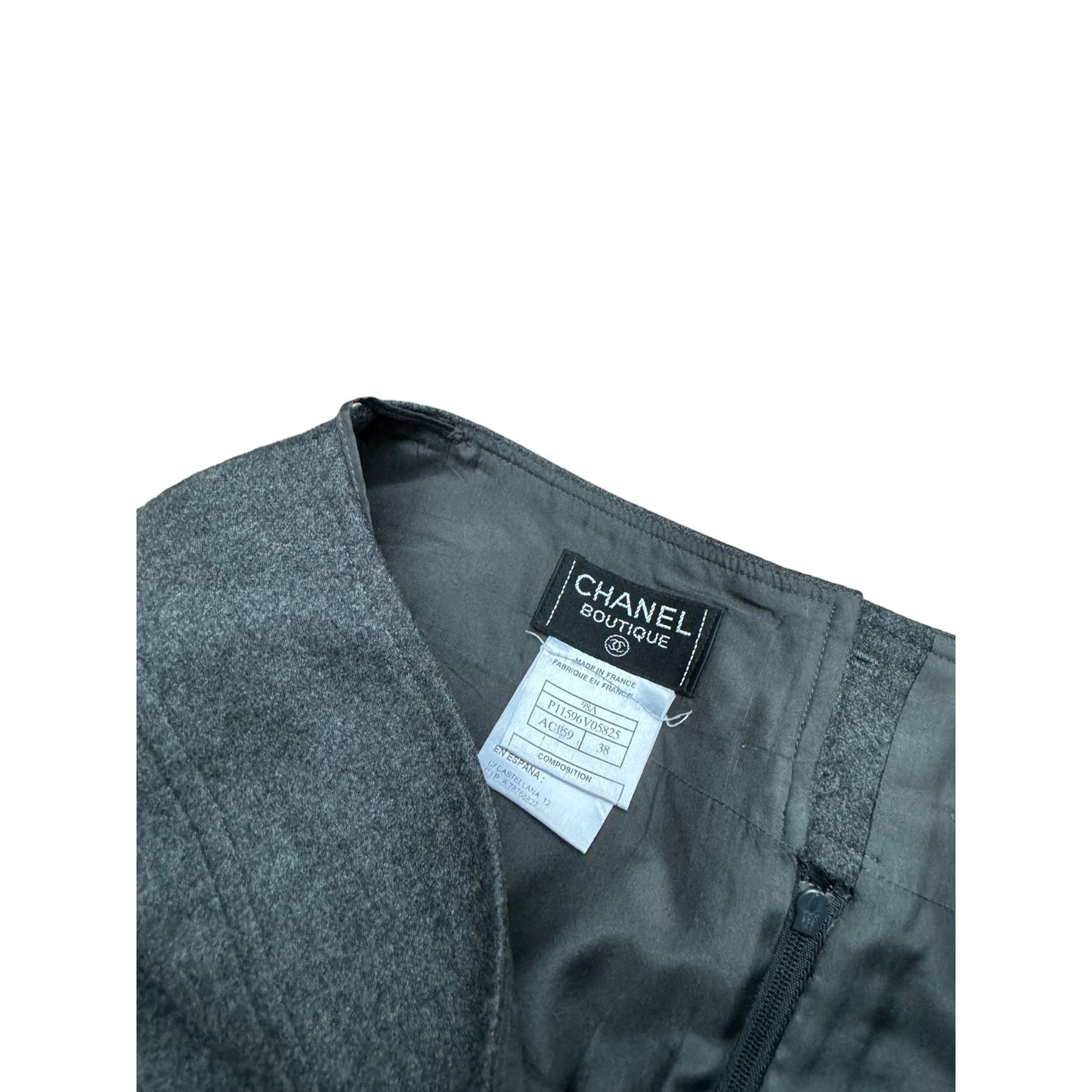 Autumn 1998 High Waist Grey Wool Cashmere Midi Skirt