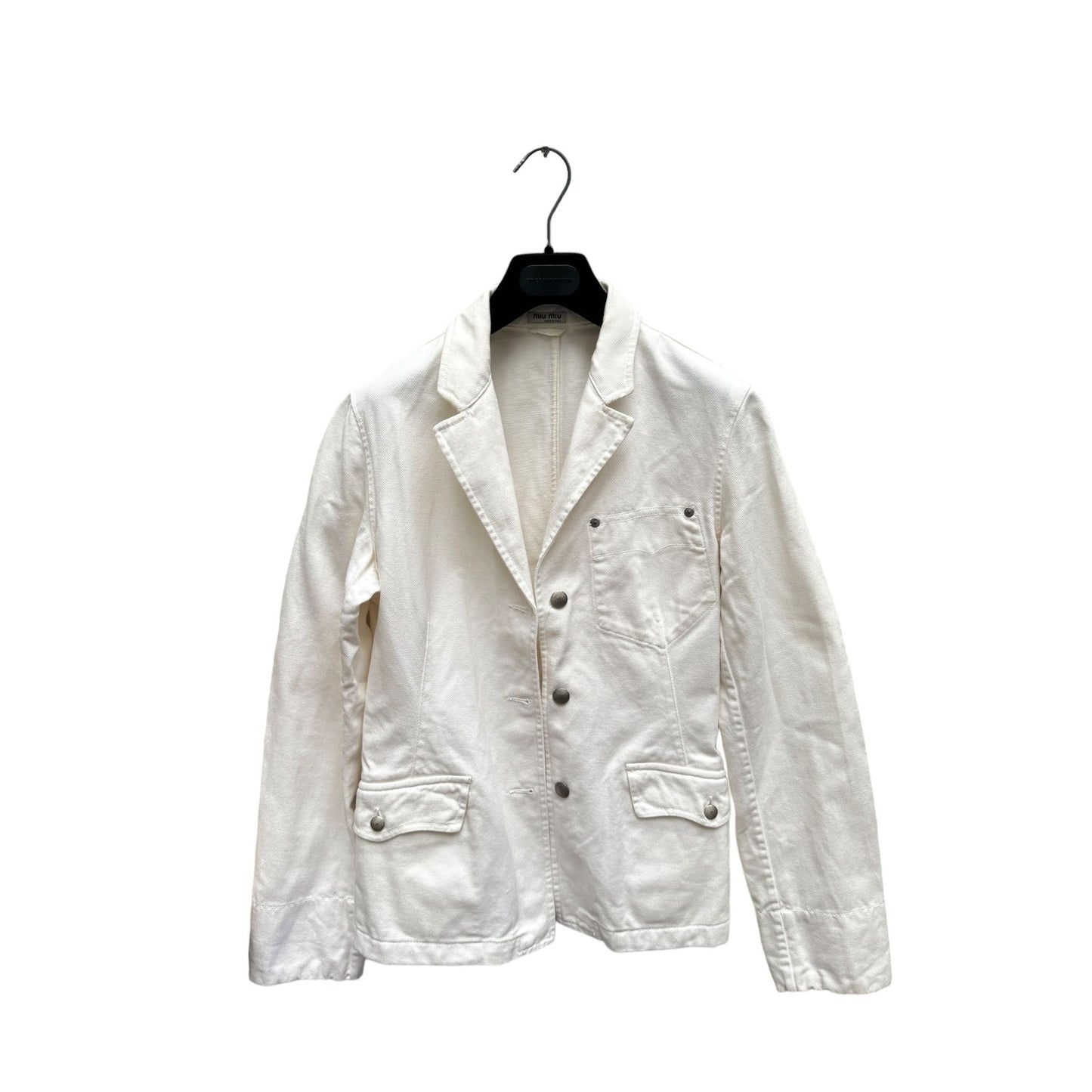 White Denim Blazer Jacket Size IT 42 fits S
