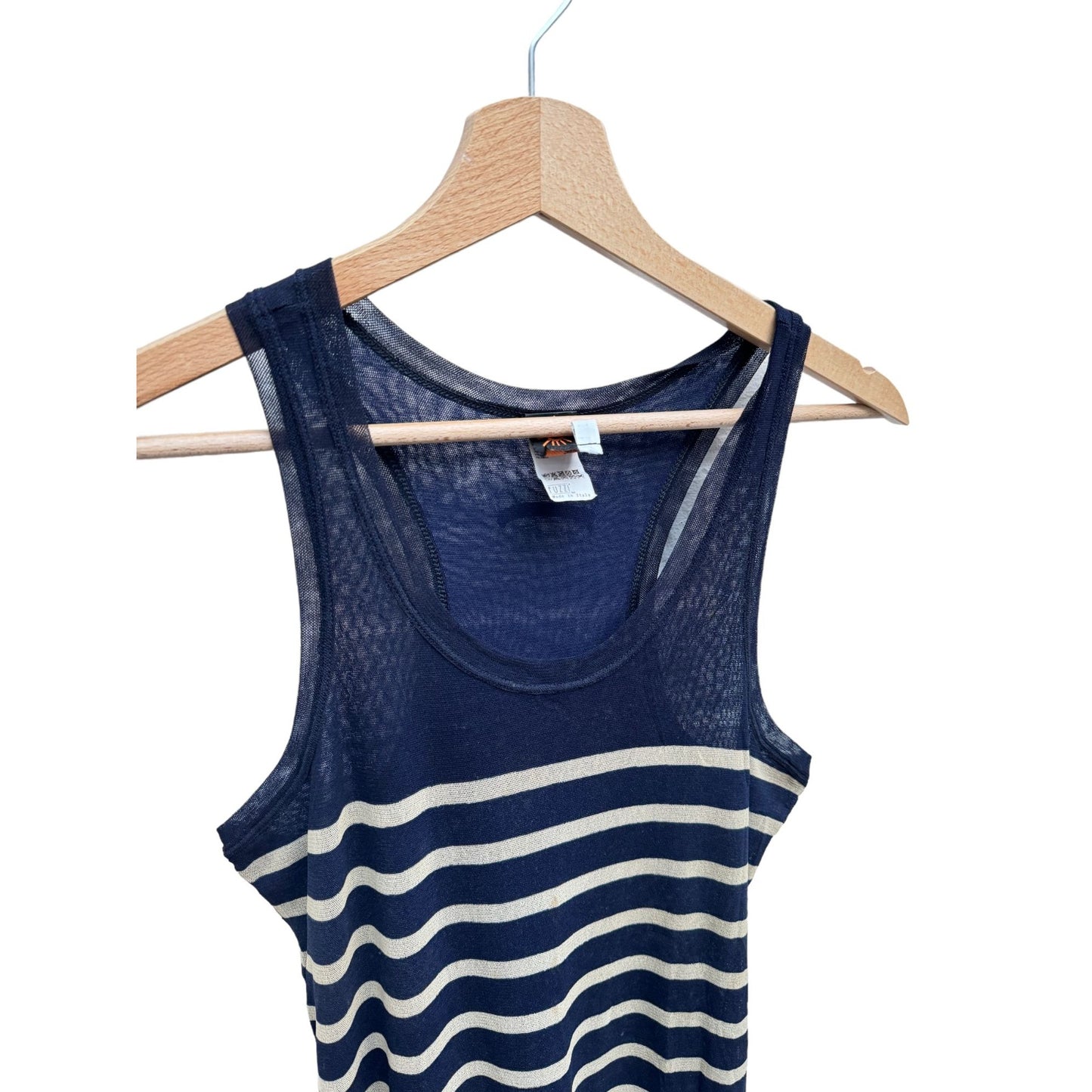 Navy Striped Maxi Mesh Dress