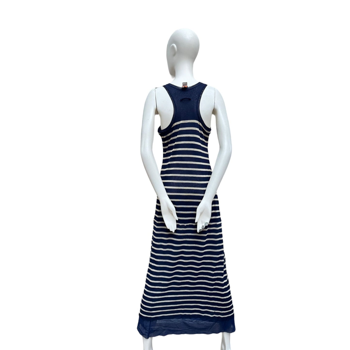 Navy Striped Maxi Mesh Dress
