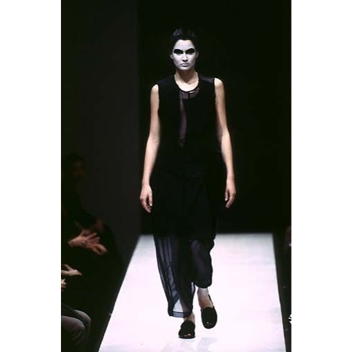 Fall 1997 Runway Wool & Sheer Panel Dress