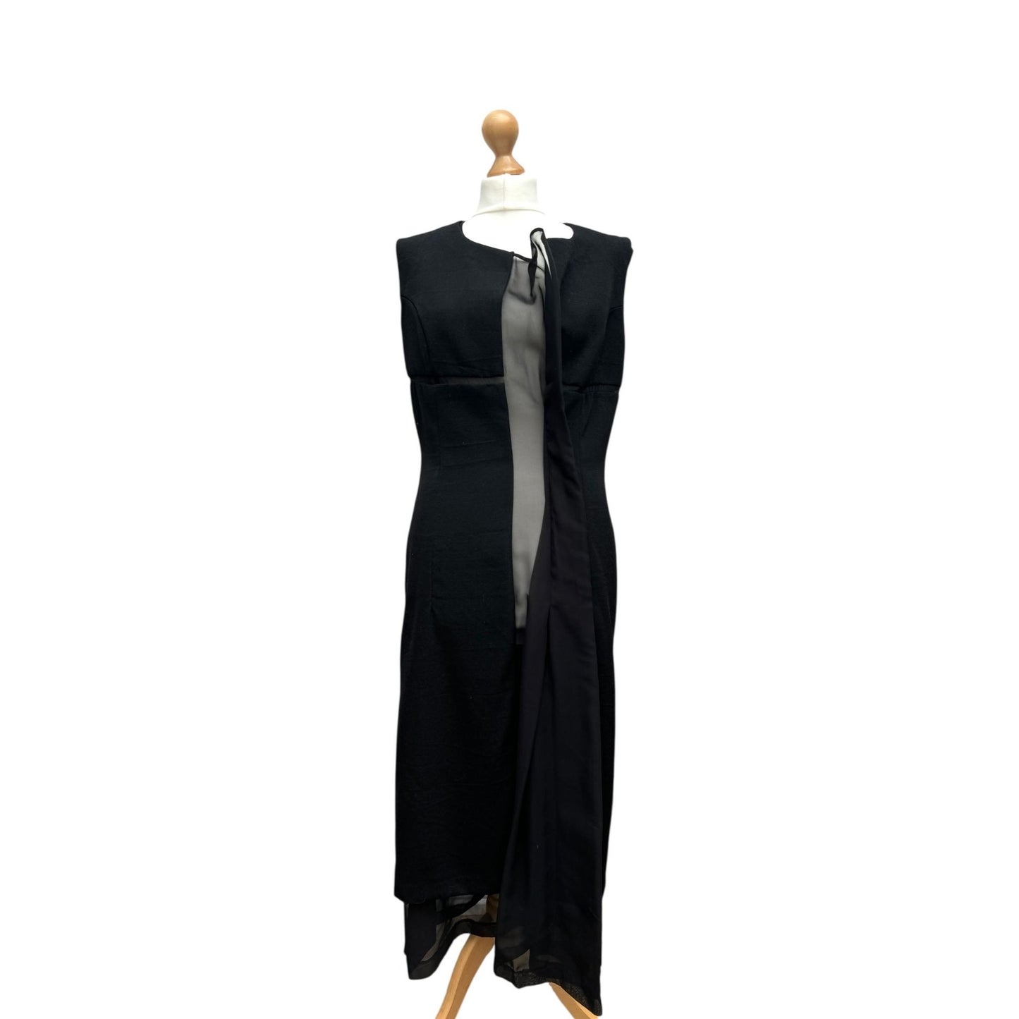 Fall 1997 Runway Wool & Sheer Panel Dress