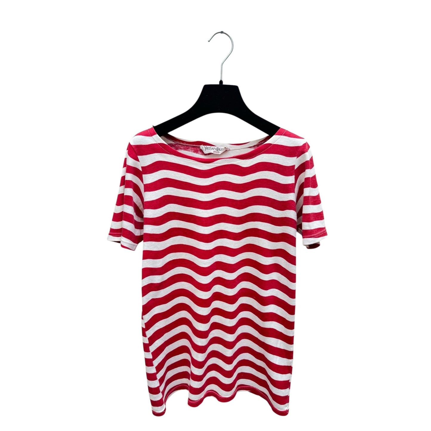 Vintage Red & White Wavy Striped T-Shirt