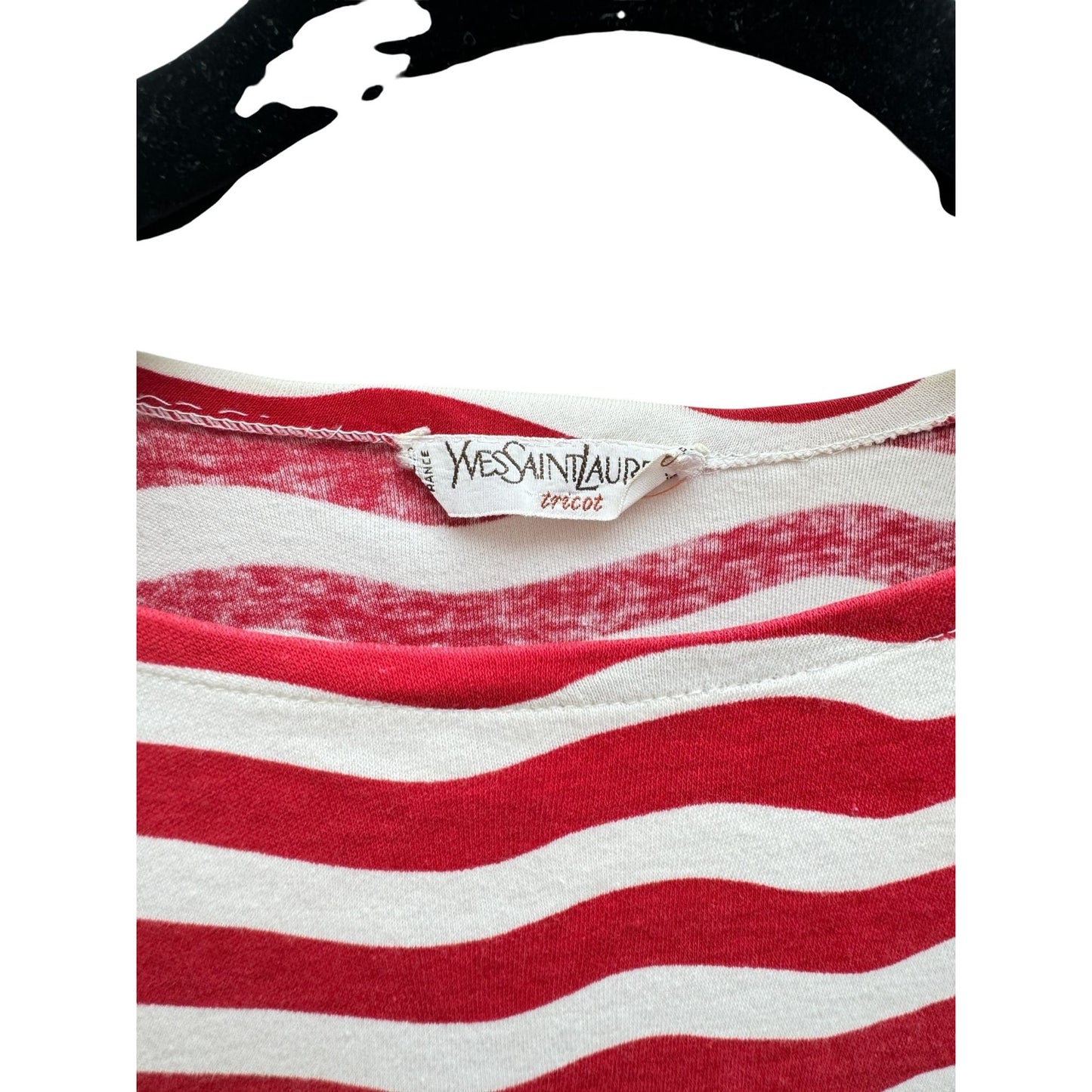 Vintage Red & White Wavy Striped T-Shirt