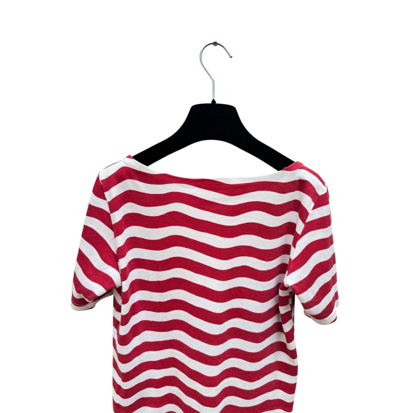 Vintage Red & White Wavy Striped T-Shirt