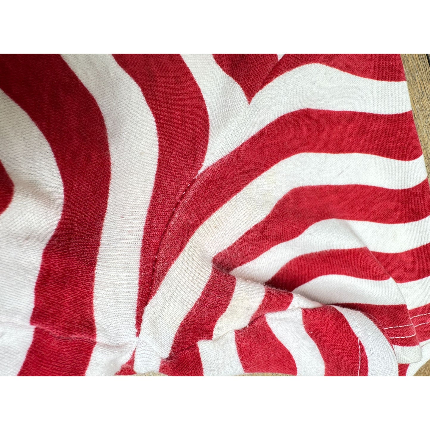 Vintage Red & White Wavy Striped T-Shirt
