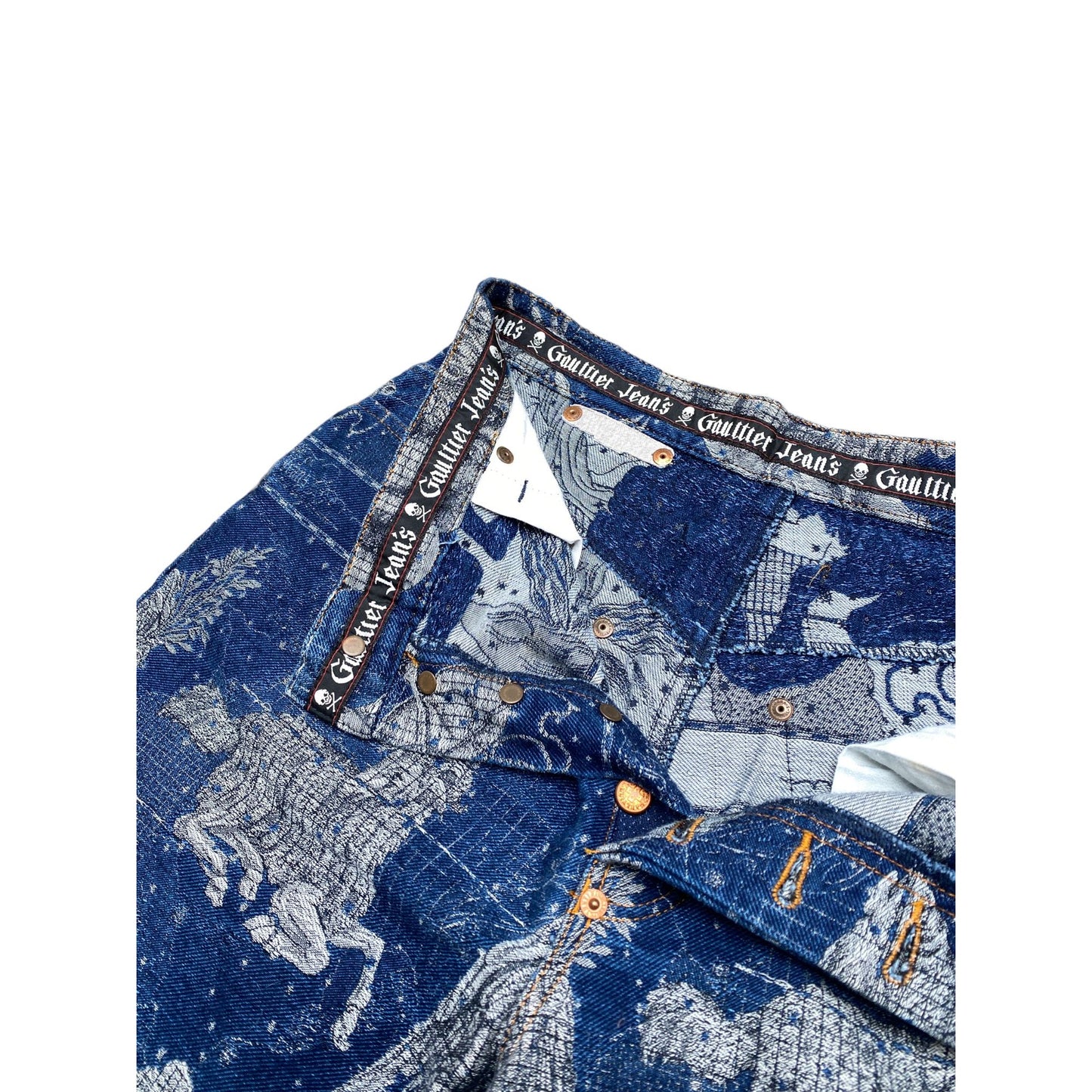 FW 1994 Le Grand Voyage Vintage Blue denim jeans Pegasus Print all over
