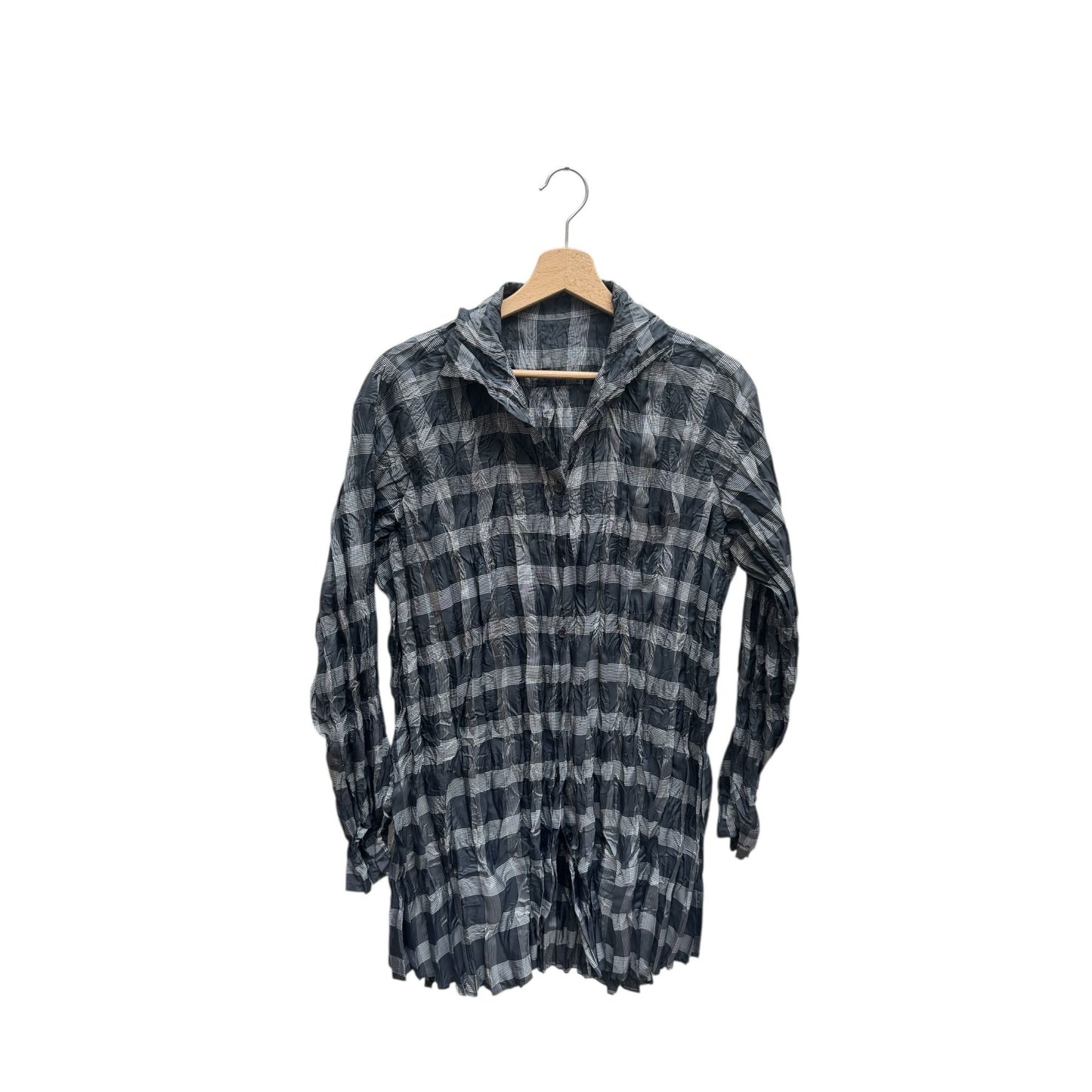 Grey Black Pleats Please Checkered Shirt