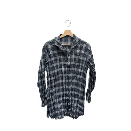 Grey Black Pleats Please Checkered Shirt