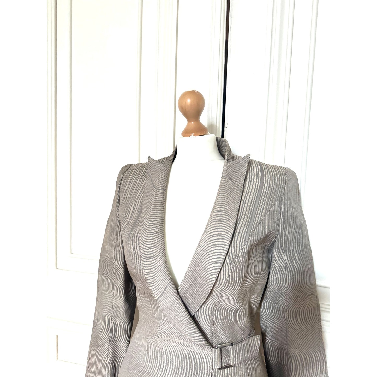 Vintage Grey Wave Blazer Jacket