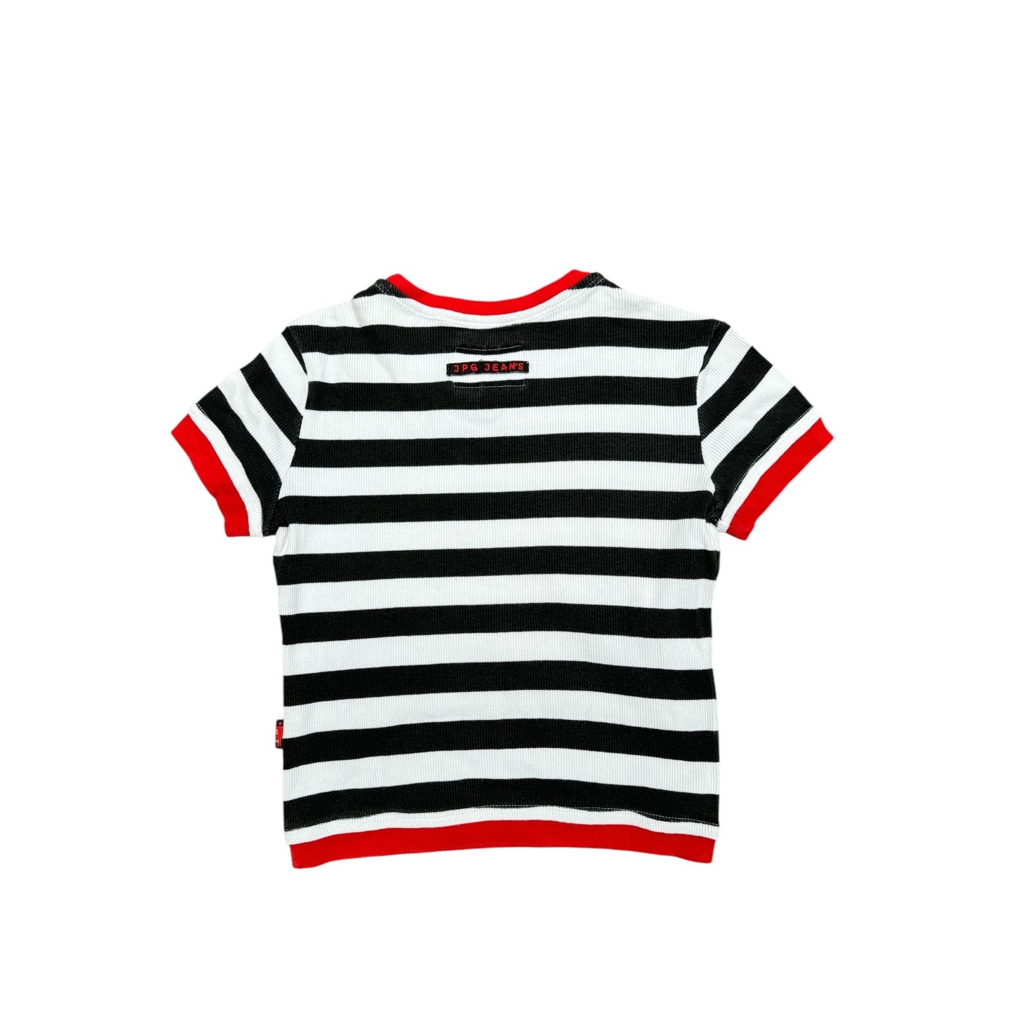 Vintage Black White Striped Short Sleeves Top