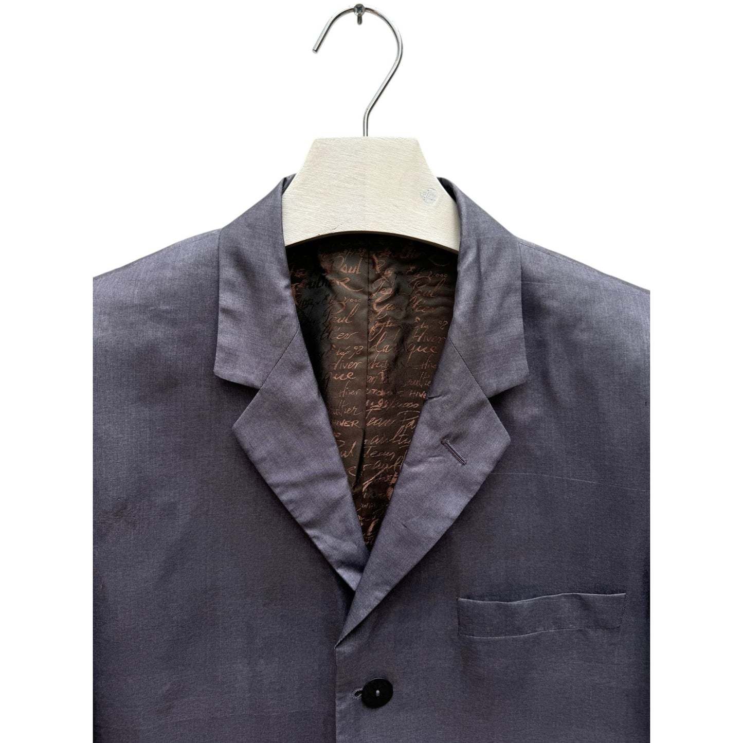 1990s Grey Iridescent Silk Blazer Jacket