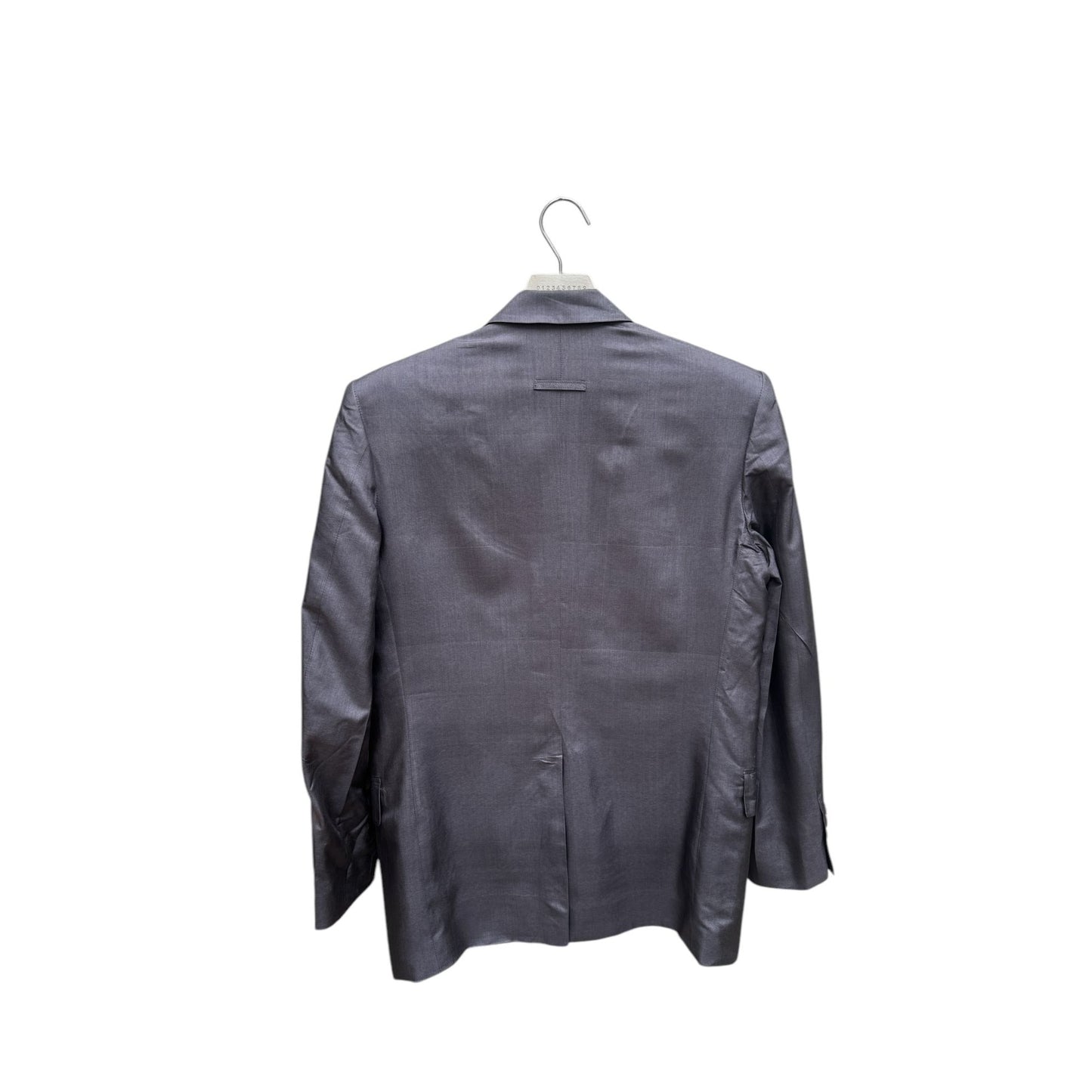 1990s Grey Iridescent Silk Blazer Jacket