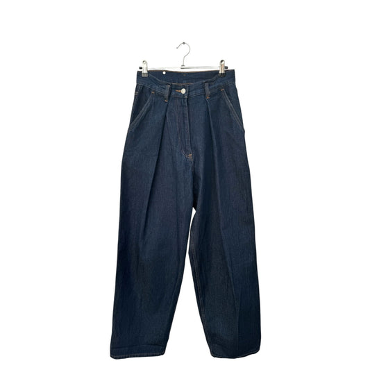 Raw Denim Wide High Waist Pleated Pants