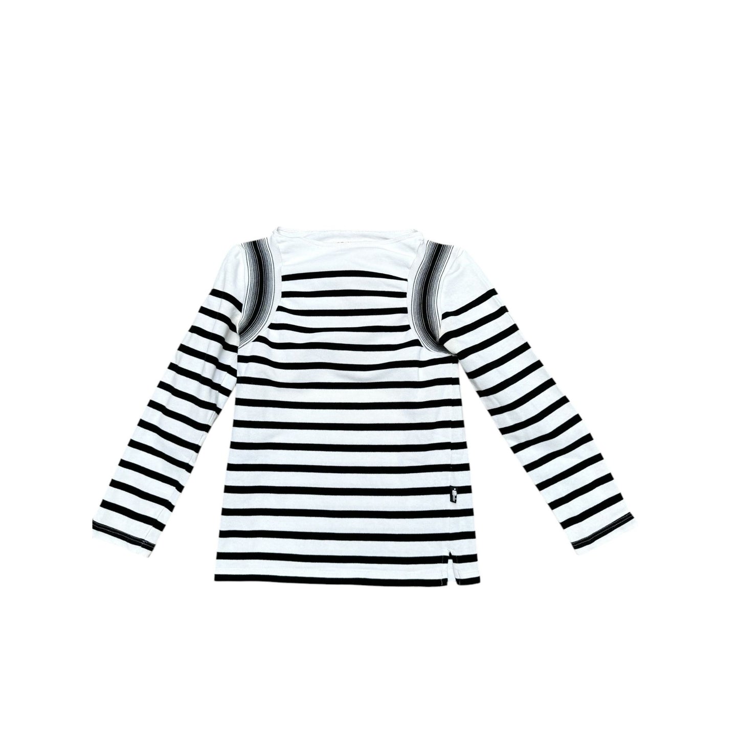 Black White Striped Long Sleeves Top
