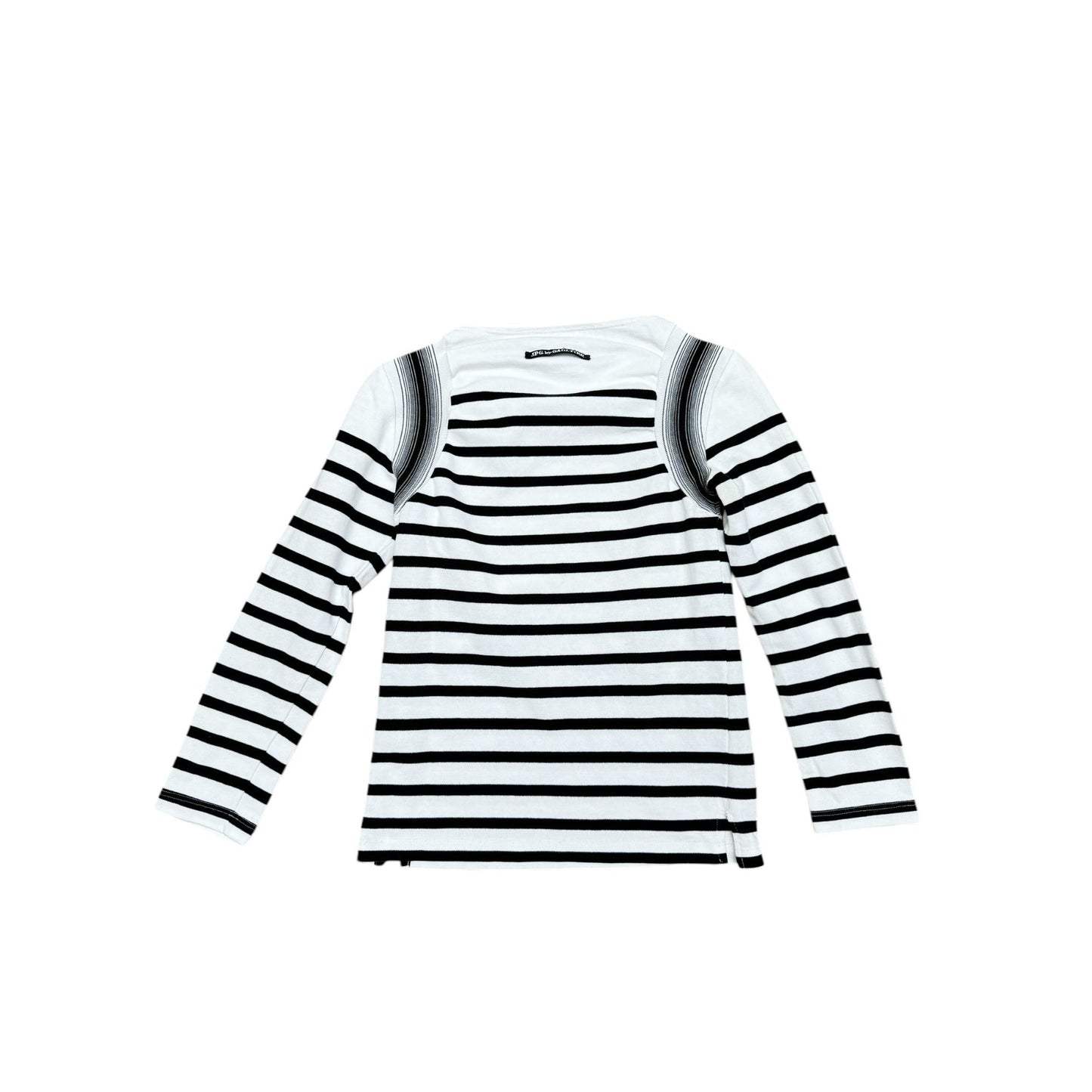 Black White Striped Long Sleeves Top