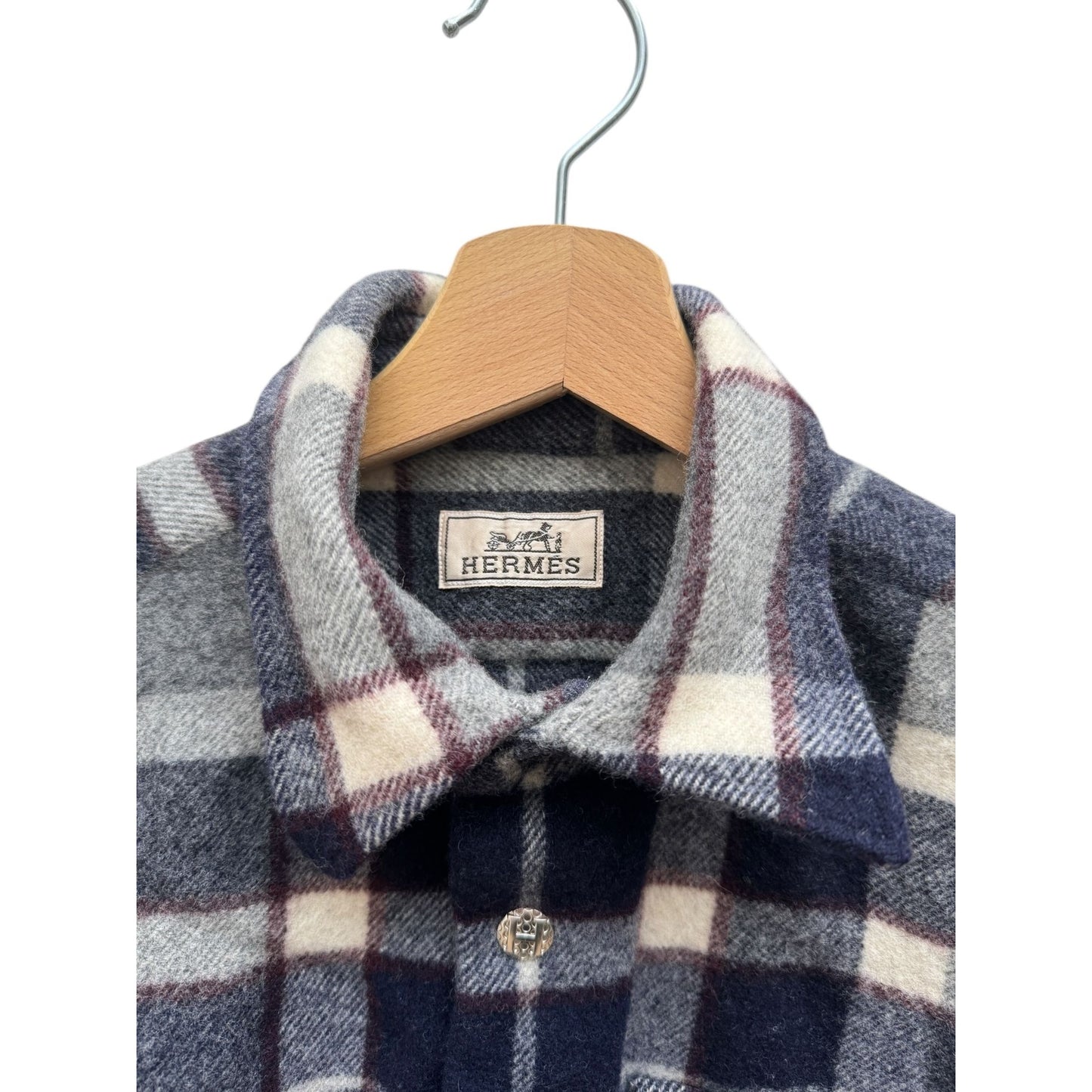 Navy Grey Heavy Wool Overshirt