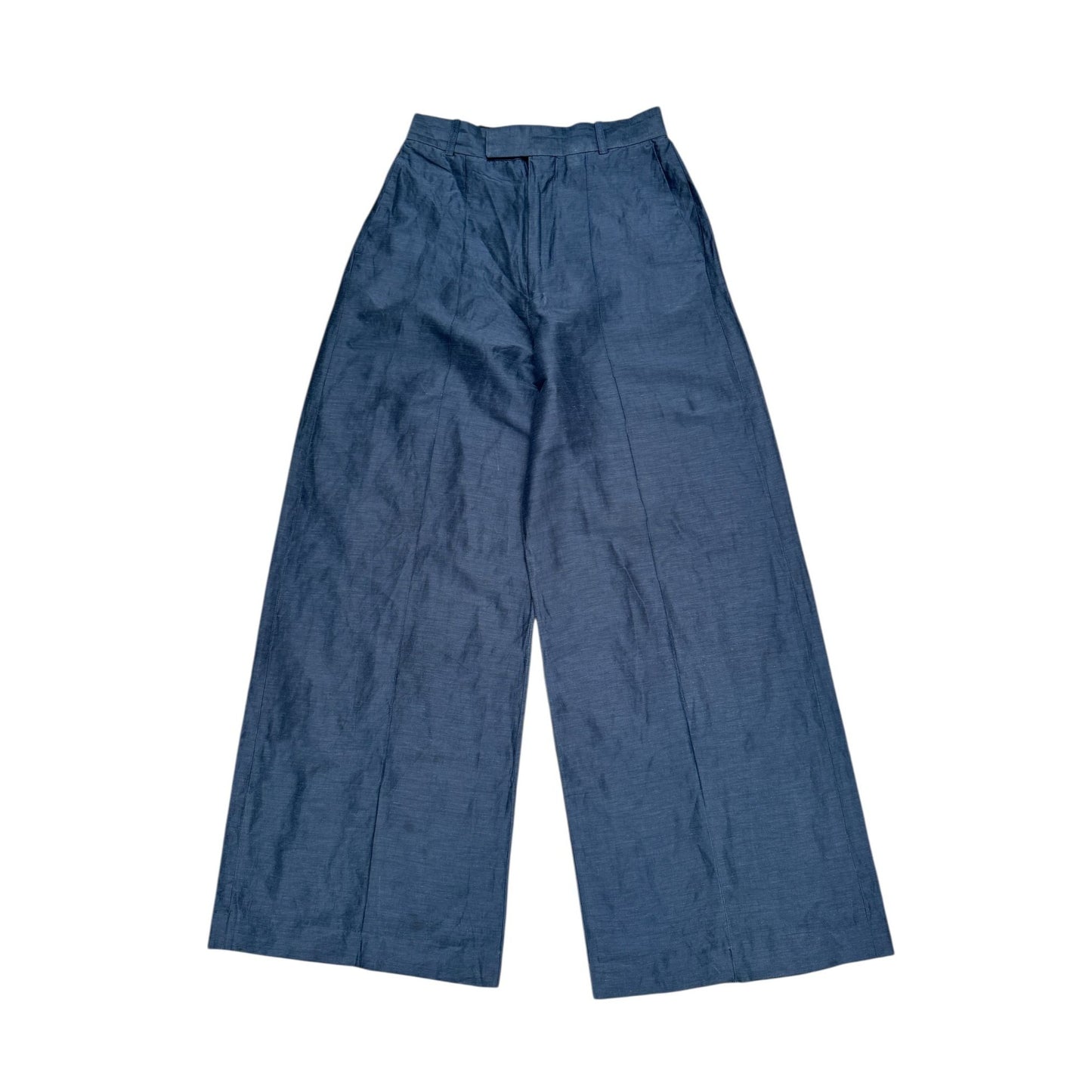 Navy Wide-Leg Linen Pants