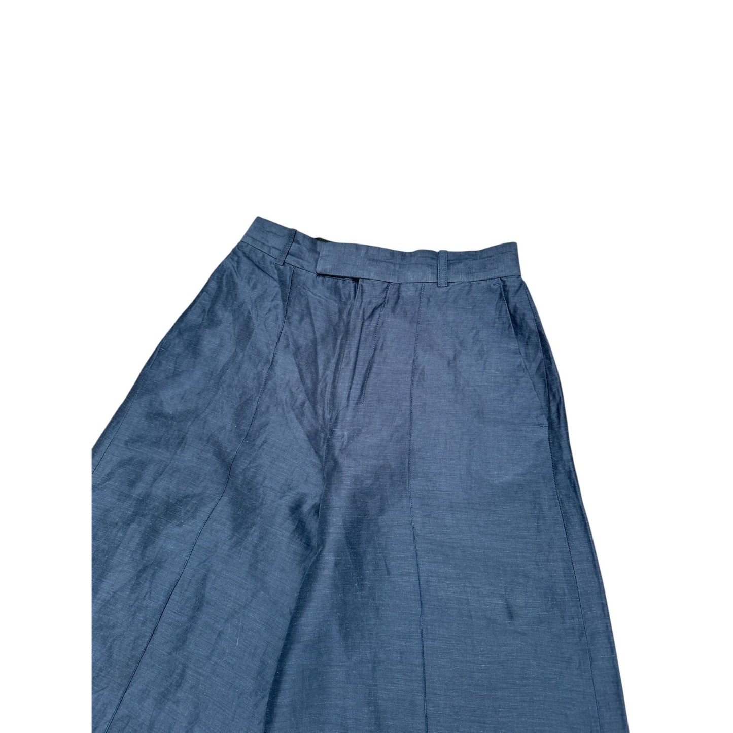 Navy Wide-Leg Linen Pants